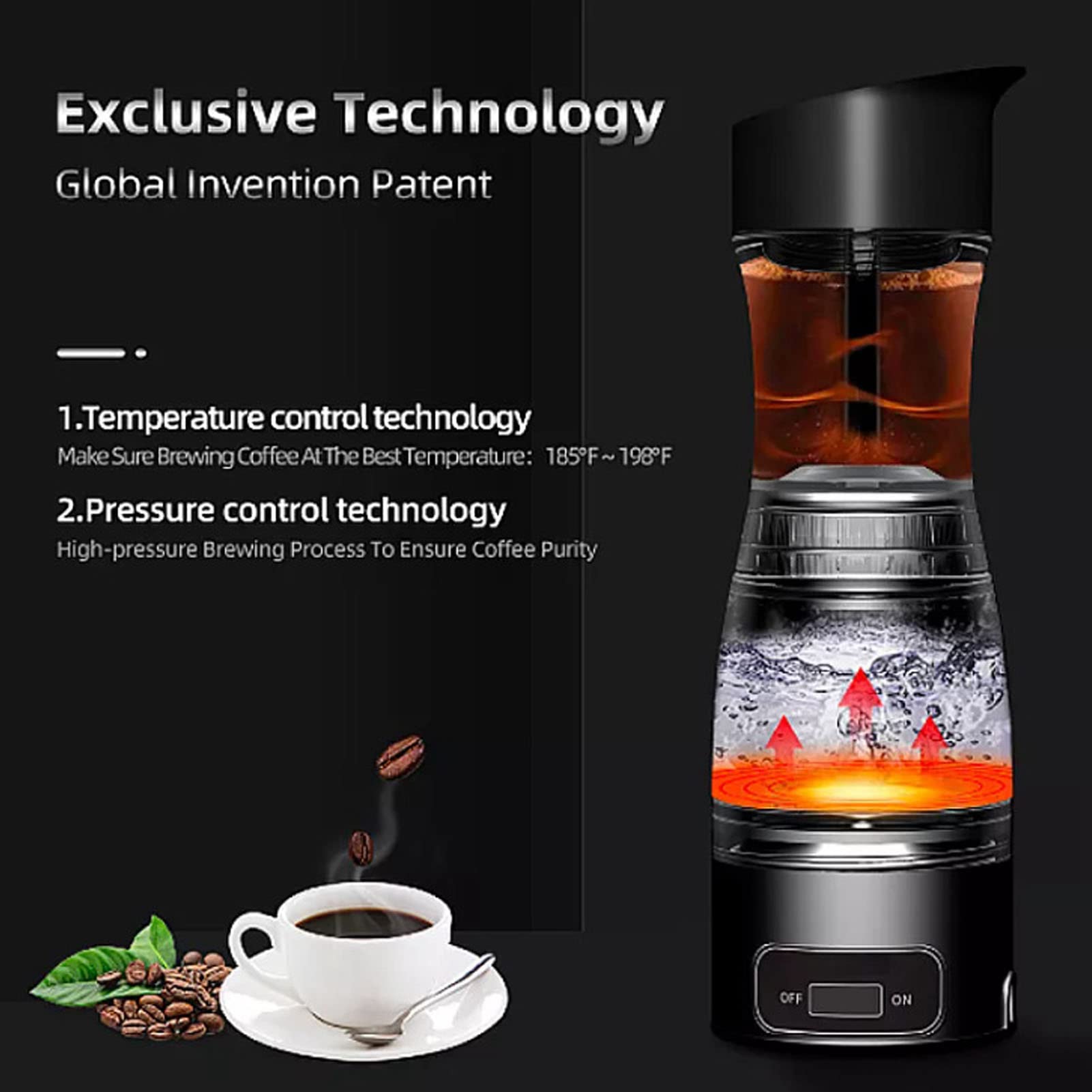 Portable Electric Coffee Maker for Car - 12V/24V Travel Espresso Machine, Compact & Fast Brewing - Perfect for Road Trips, Camping & Office Use