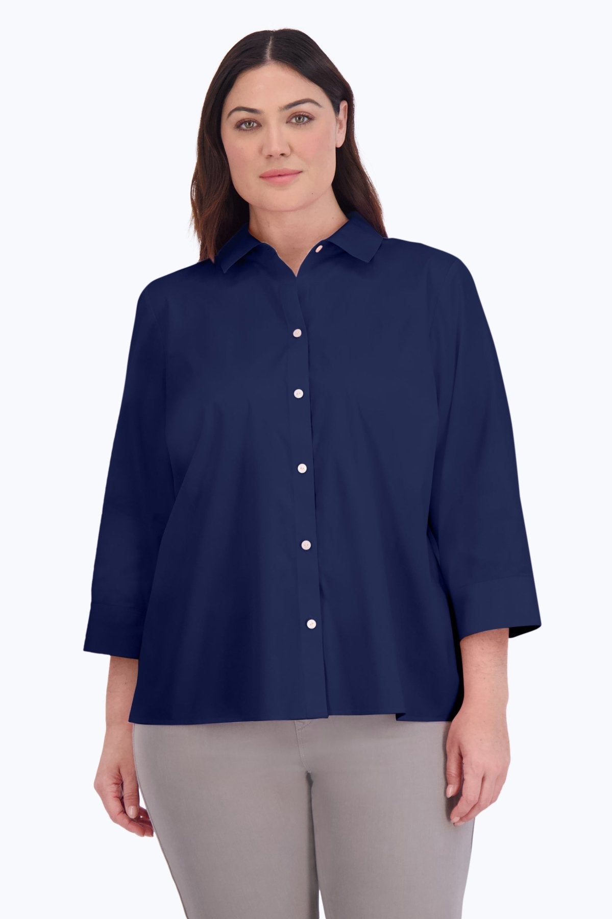 Sandra Plus Wrinkle-Free Stretch 3/4 Sleeve Blouse for Women - Comfortable Office Wear & Casual Outfit