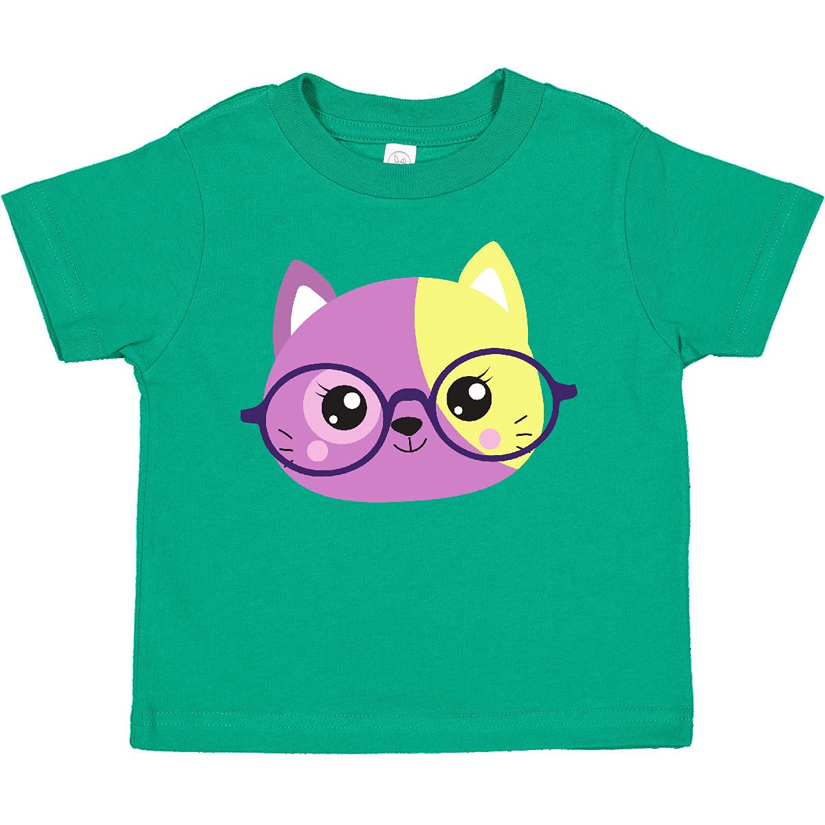 Inktastic Hipster Cat with Glasses - Cute Kitten Graphic Toddler T-Shirt for Boys & Girls - Perfect for Playdates, Daycare & Family Photos