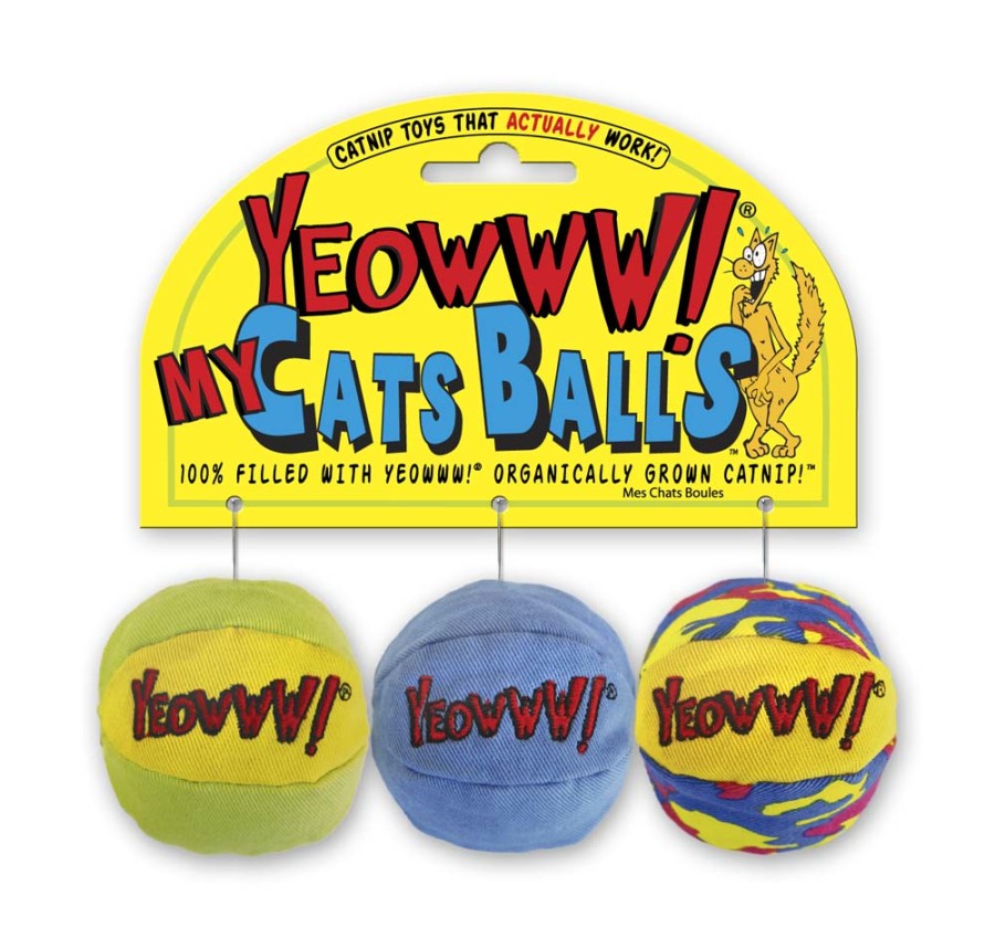 Yeowww! Catnip My Cats Balls Cat Toy - 3 Pack Natural Organic Catnip Toys for Kittens & Adult Cats - Interactive Play, Stress Relief & Exercise - Perfect for Indoor Playtime & Bonding with Your Feline Friend
