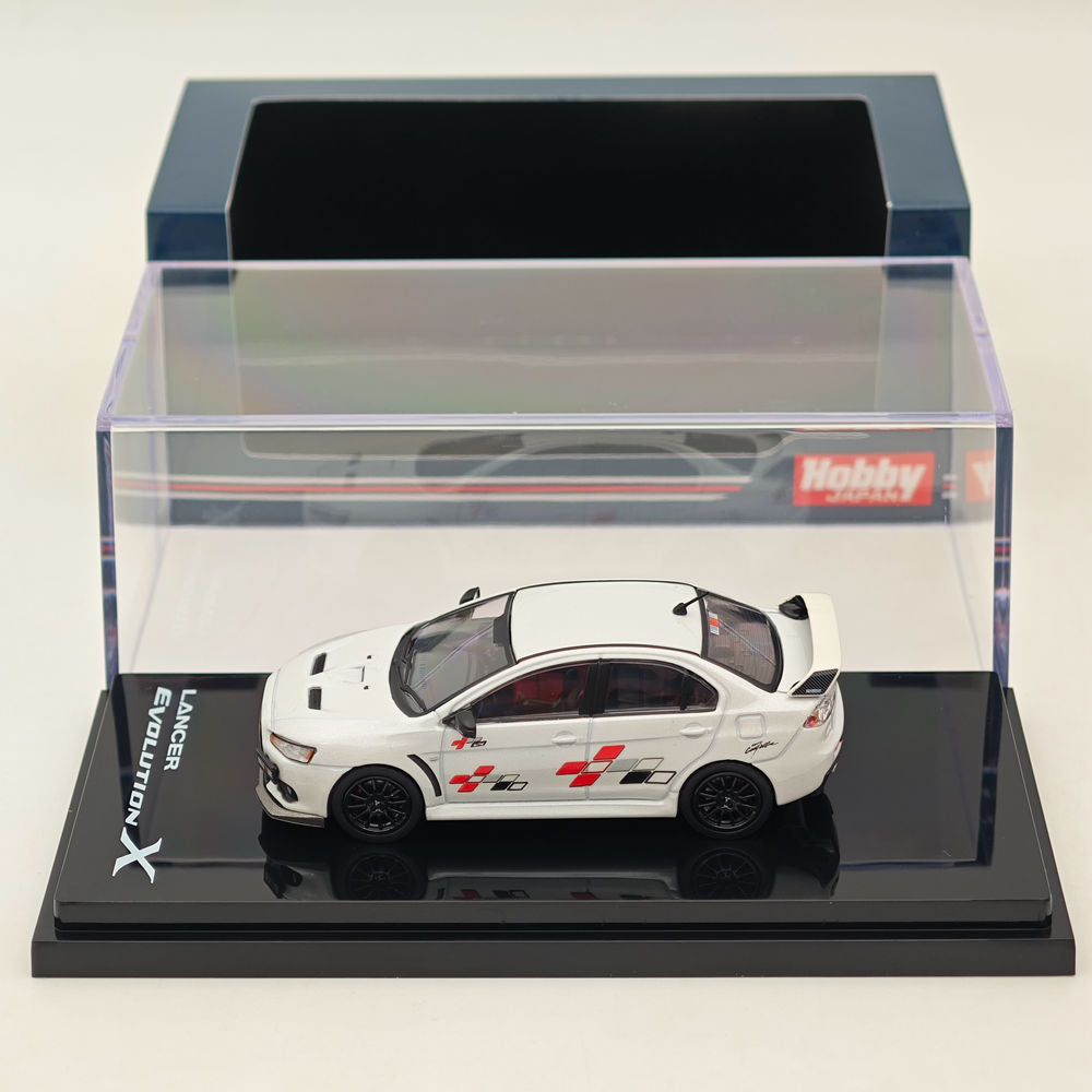 1/64 Mitsubishi Lancer Evolution X RALLIART White Pearl Diecast Model Car - Limited Edition Collectible for Car Enthusiasts & Hobby Japan Collection - Perfect for Display, Gifts & Racing Scenes