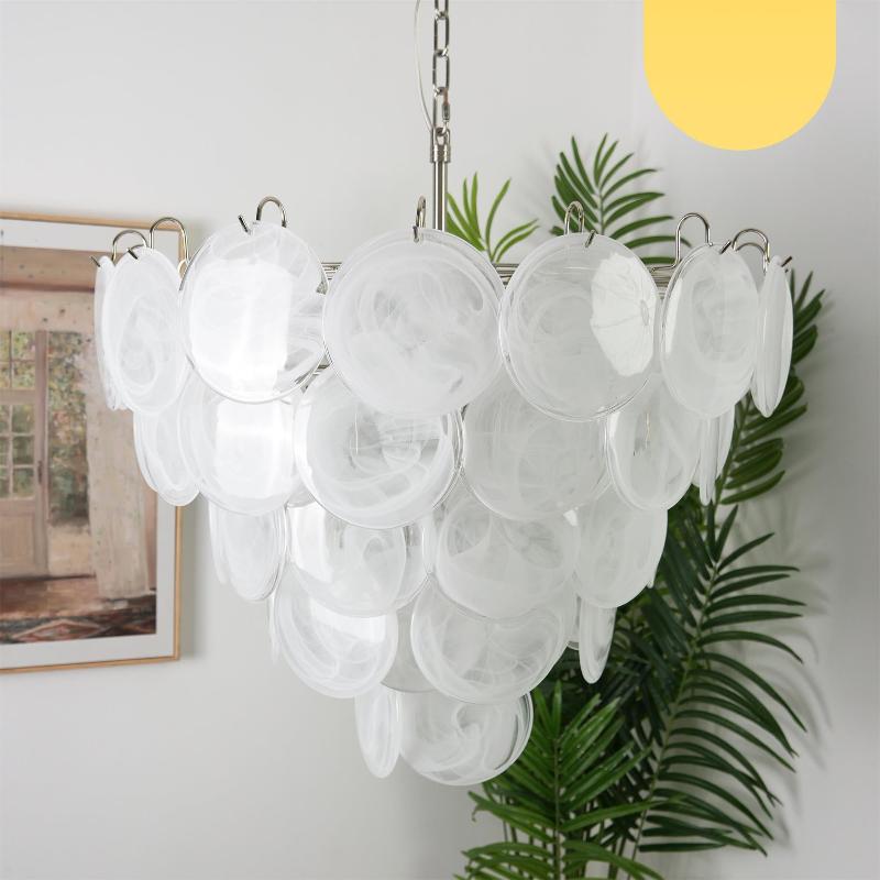Elegant Camisa Disc Glass Chandelier - Modern Crystal Ceiling Light Fixture for Dining Room, Bedroom, and Living Room Decor