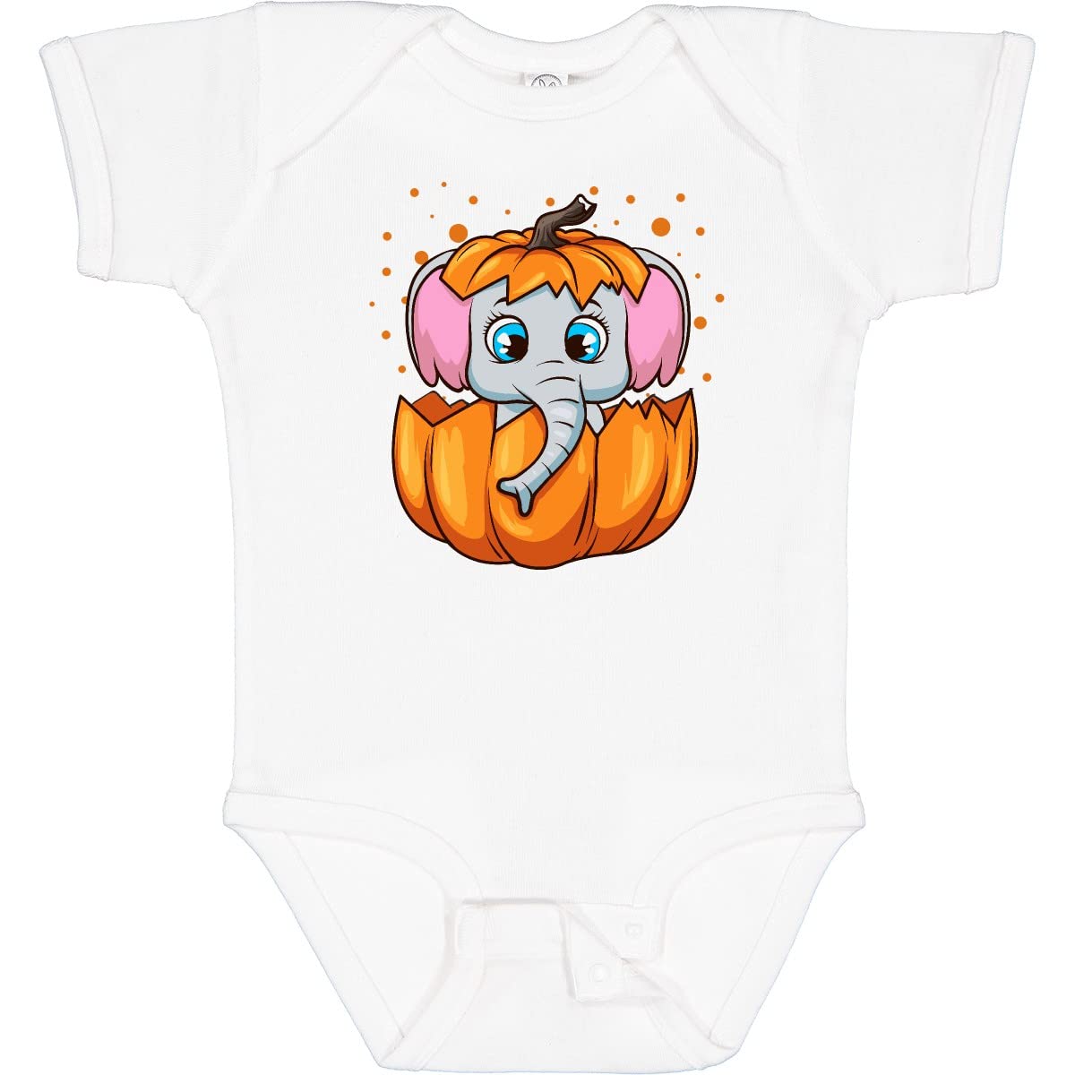 Inktastic Halloween Pumpkin Baby Elephant Bodysuit - Cute Infant Onesie for Halloween, Fall & Autumn Outfits | Perfect for Baby Photoshoots, Parties & Seasonal Celebrations
