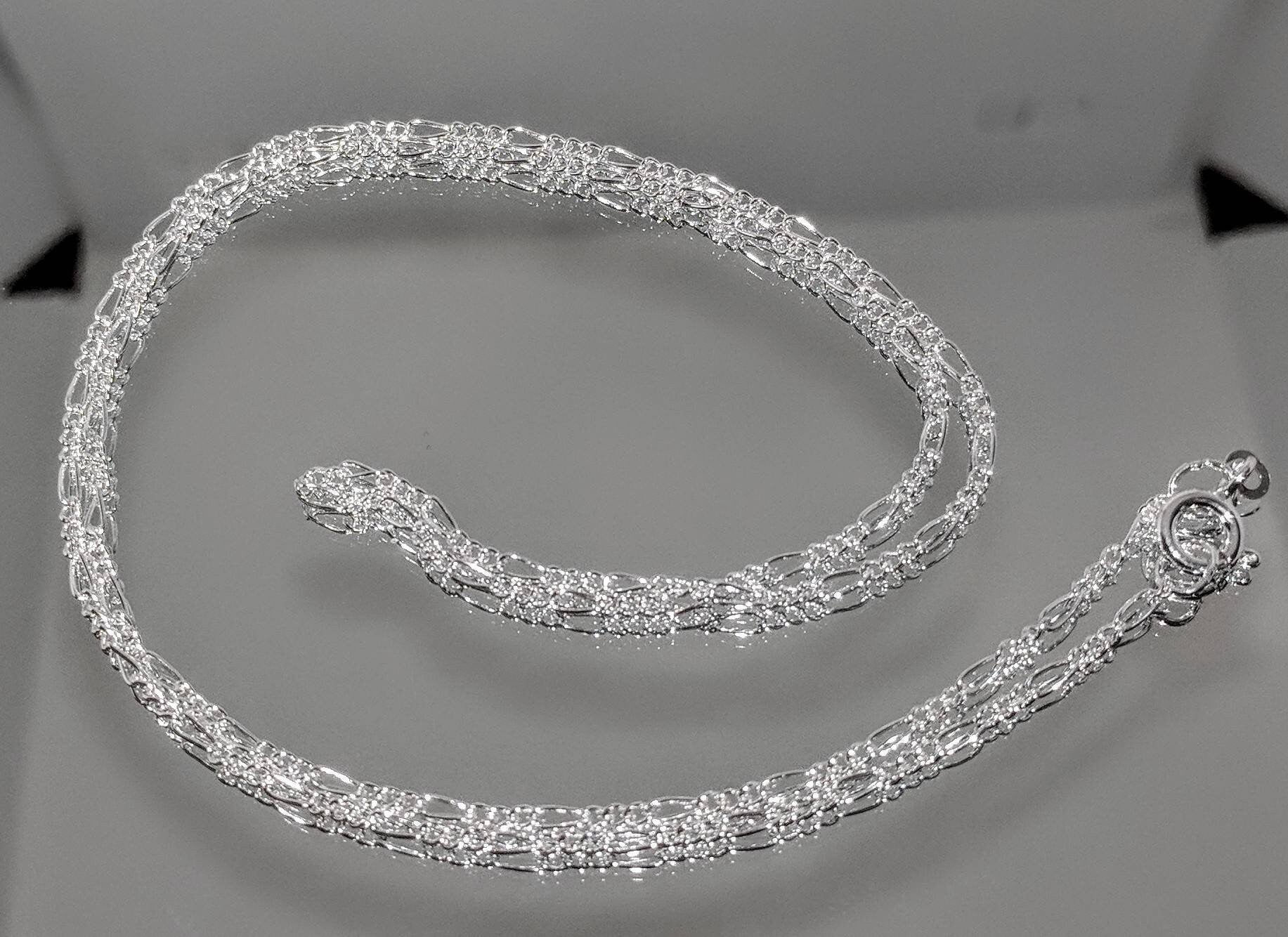 925 Solid Sterling Silver Italian Figaro Chain Necklace - 16, 18, 20 Inch Lengths - 1.4mm Width - Handcrafted in USA - Perfect for Gifts, Weddings & Everyday Elegance