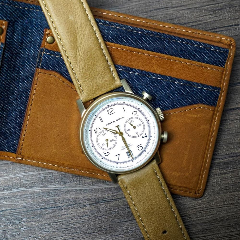 ARIES GOLD URBAN JOURNEY G 1025 Men's Brown Leather Strap Watch - Stylish Casual & Business Wear for Everyday Use