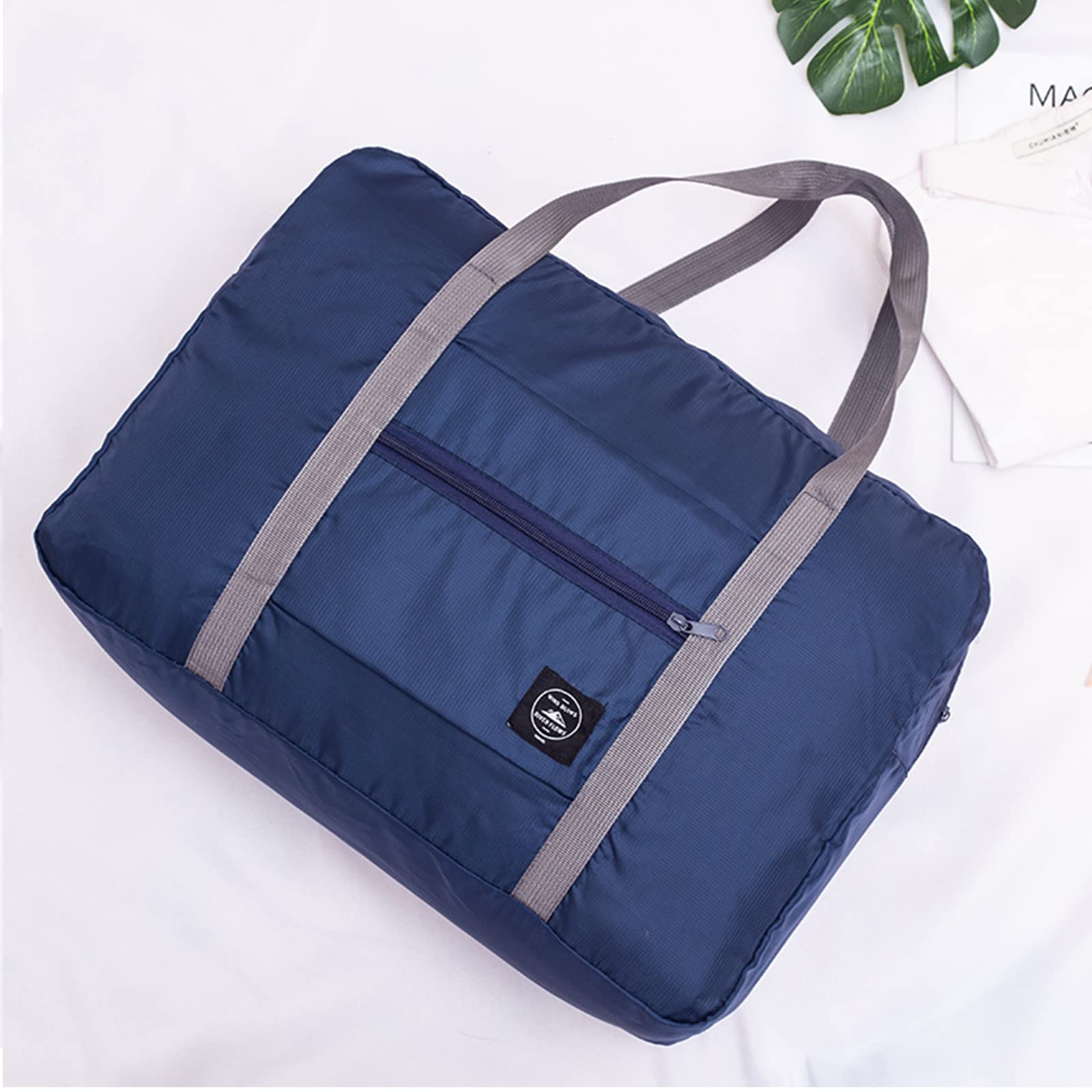 Foldable Travel Duffel Bag - Water Resistant Carry On Luggage for Spirit Airlines, Personal Item Gym Bag - Sports Weekender Overnight Tote for Women & Men (Blue) - Perfect for Air Travel, Gym Workouts & Weekend Getaways