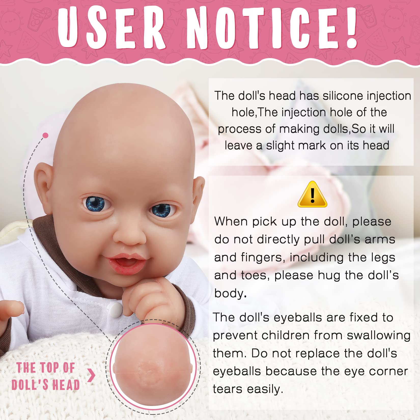 Vollence 14 Inch Realistic Full Body Silicone Baby Doll - Ultra Soft Lifelike Newborn Doll for Kids | Perfect Birthday Gift for Girls | Great for Role Play, Pretend Play, and Emotional Development