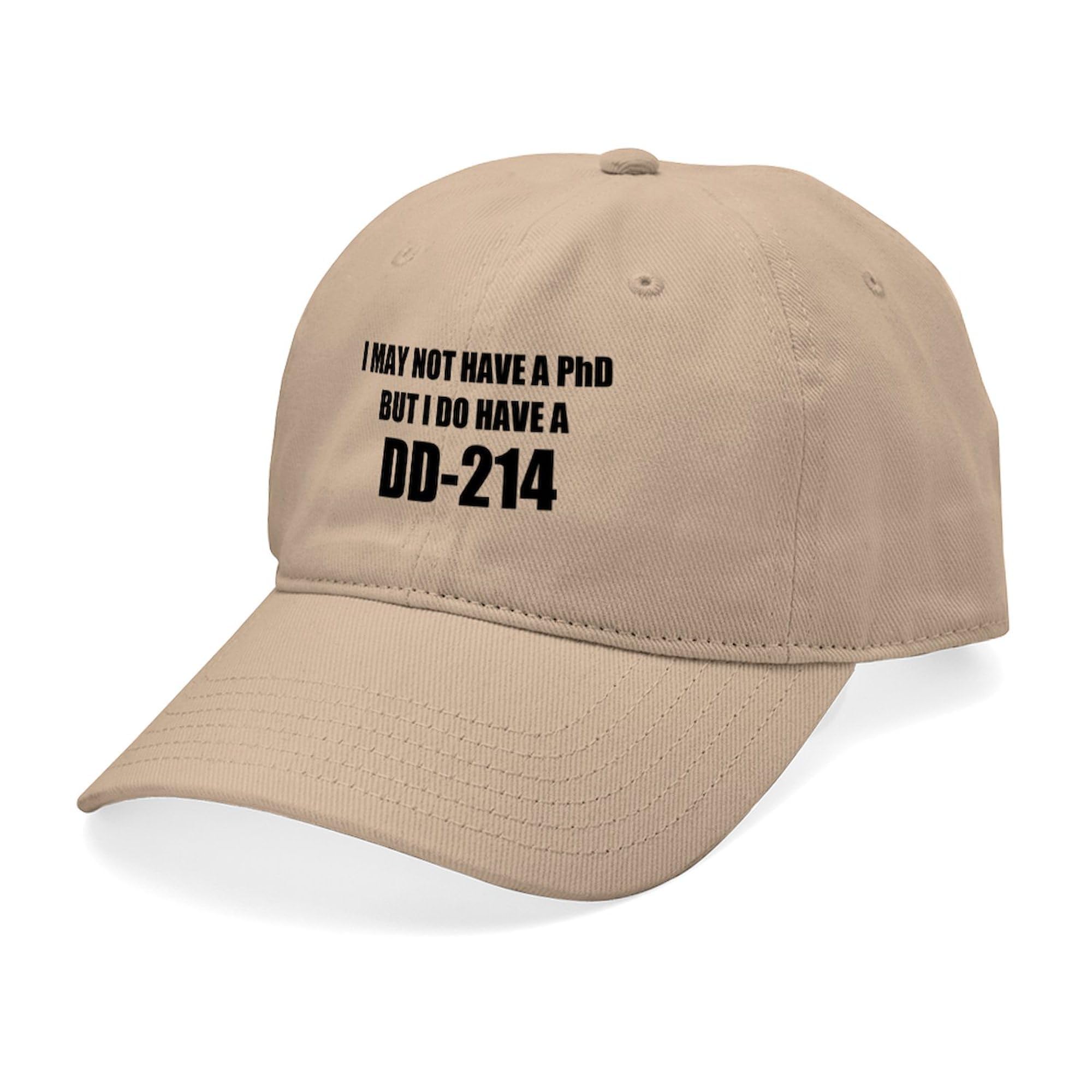 Veteran Baseball Cap - Adjustable 'I May Not Have A PhD But I Do Have A DD 214' Military Hat for Men & Women - Perfect for Veterans Day, Military Appreciation & Everyday Wear