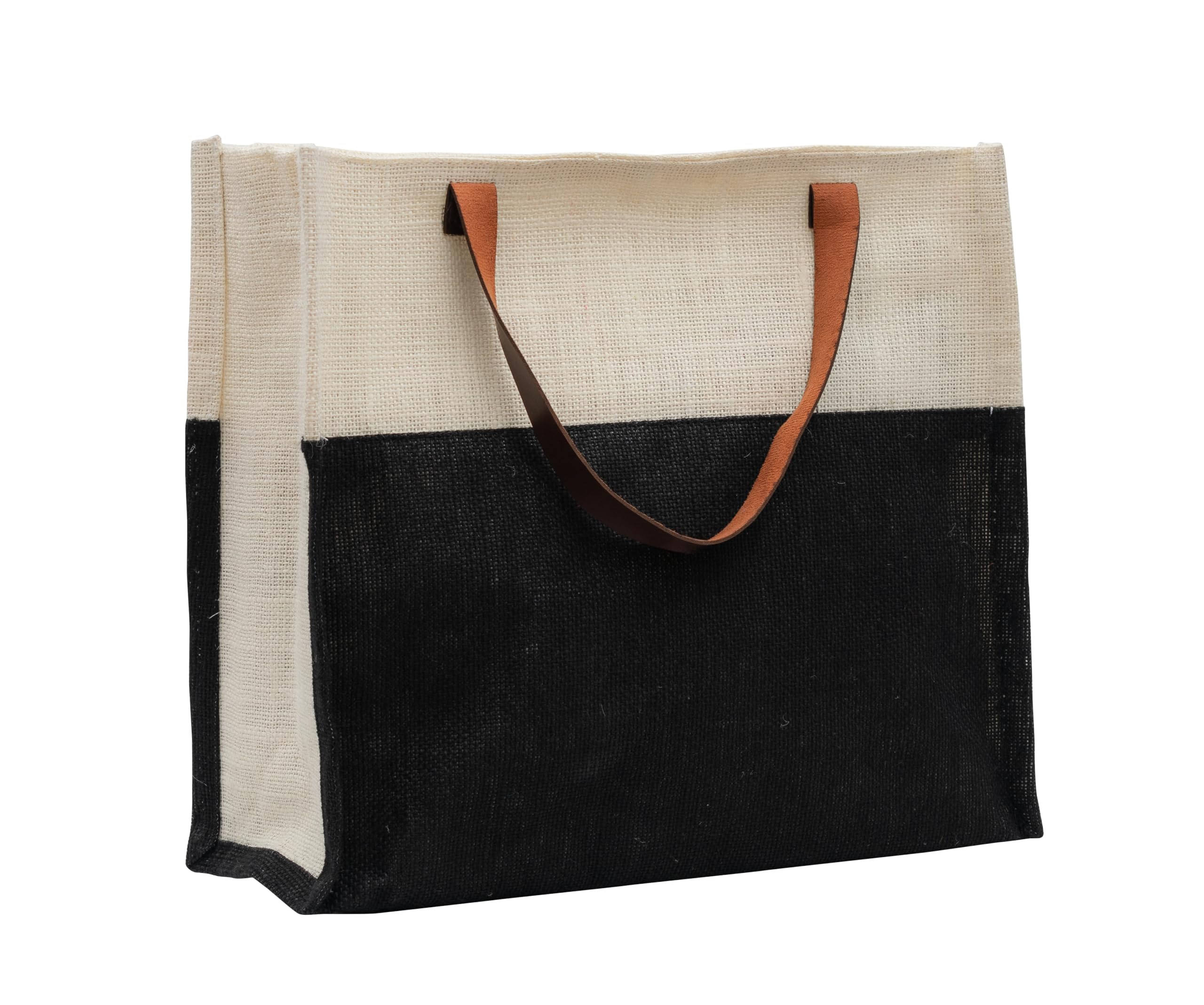 JUTEKA Stylish Baby Pink Durable Multipurpose Handbag - Eco-Friendly Jute Tote with Leather Handles for Lunch, Shopping, Work & Travel | Perfect for Office, Beach & Daily Use