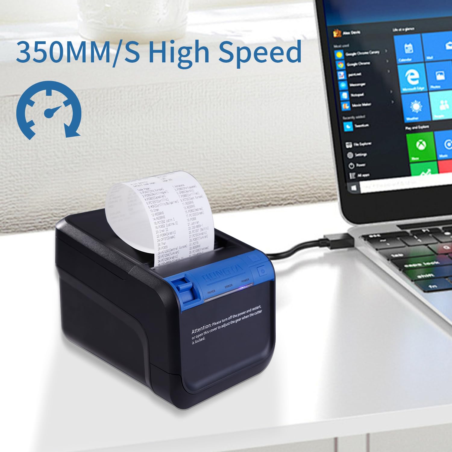 Rongta 80mm High-Speed Thermal POS Printer - 350mm/s Receipt Printer with Auto Cutter | USB/Serial/Ethernet Connectivity | Windows/Mac/Linux Compatible | ESC/POS Support | Ideal for Retail Stores, Restaurants & Kitchen Use (ACE V1 Model)
