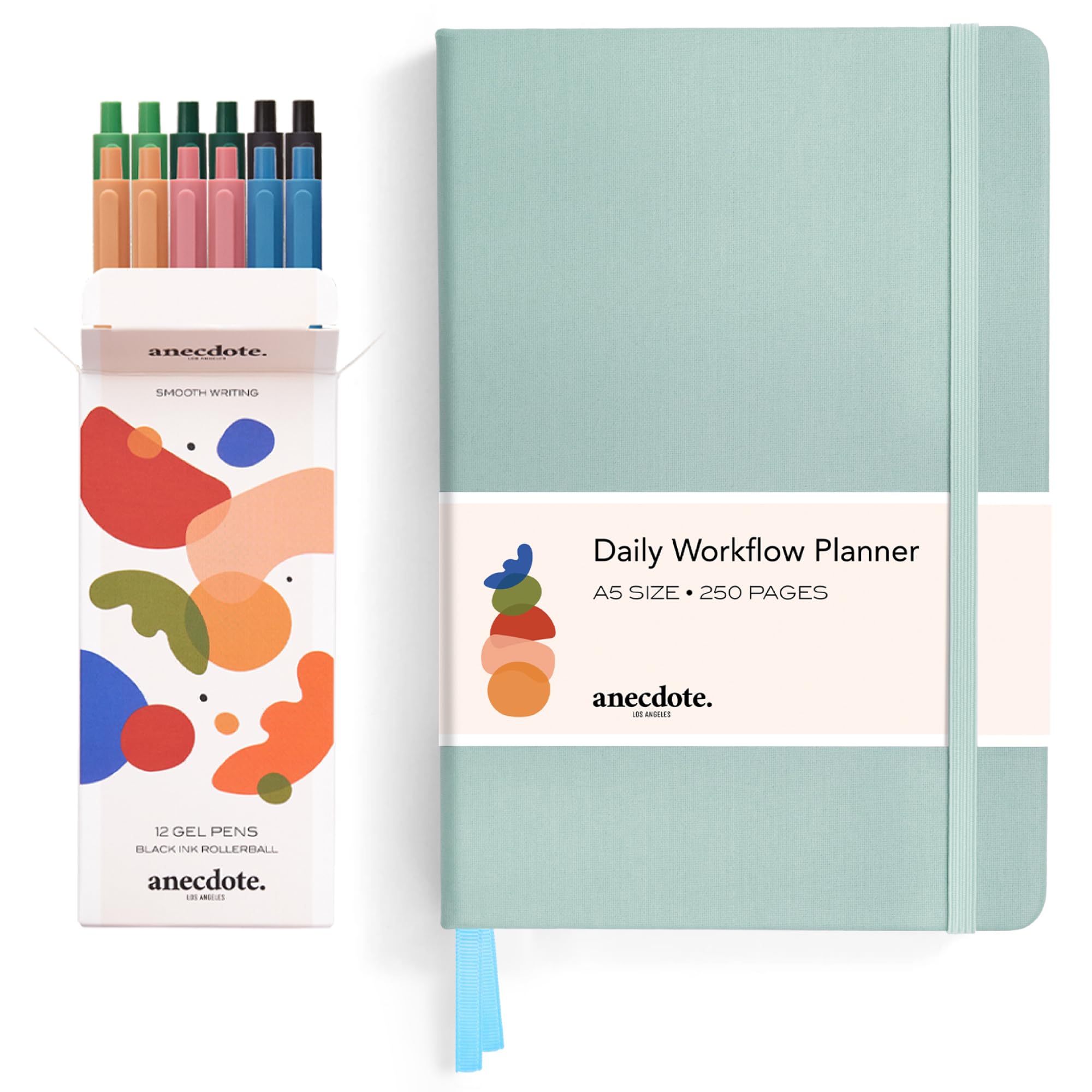 **ANECDOTE 2025 Daily Planner & 12-Pack Black Retractable Gel Pens (0.5mm Fine Point) – Smooth Writing for Office, School, Journaling & Note-Taking**
