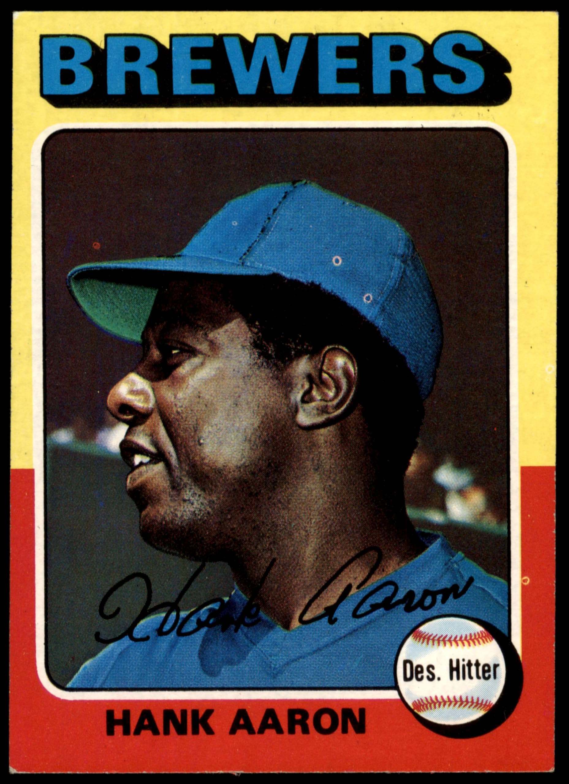 1975 Topps #660 Hank Aaron Milwaukee Brewers Baseball Card - Excellent Condition - Vintage MLB Collectible - Perfect for Sports Memorabilia Collections and Baseball Fans