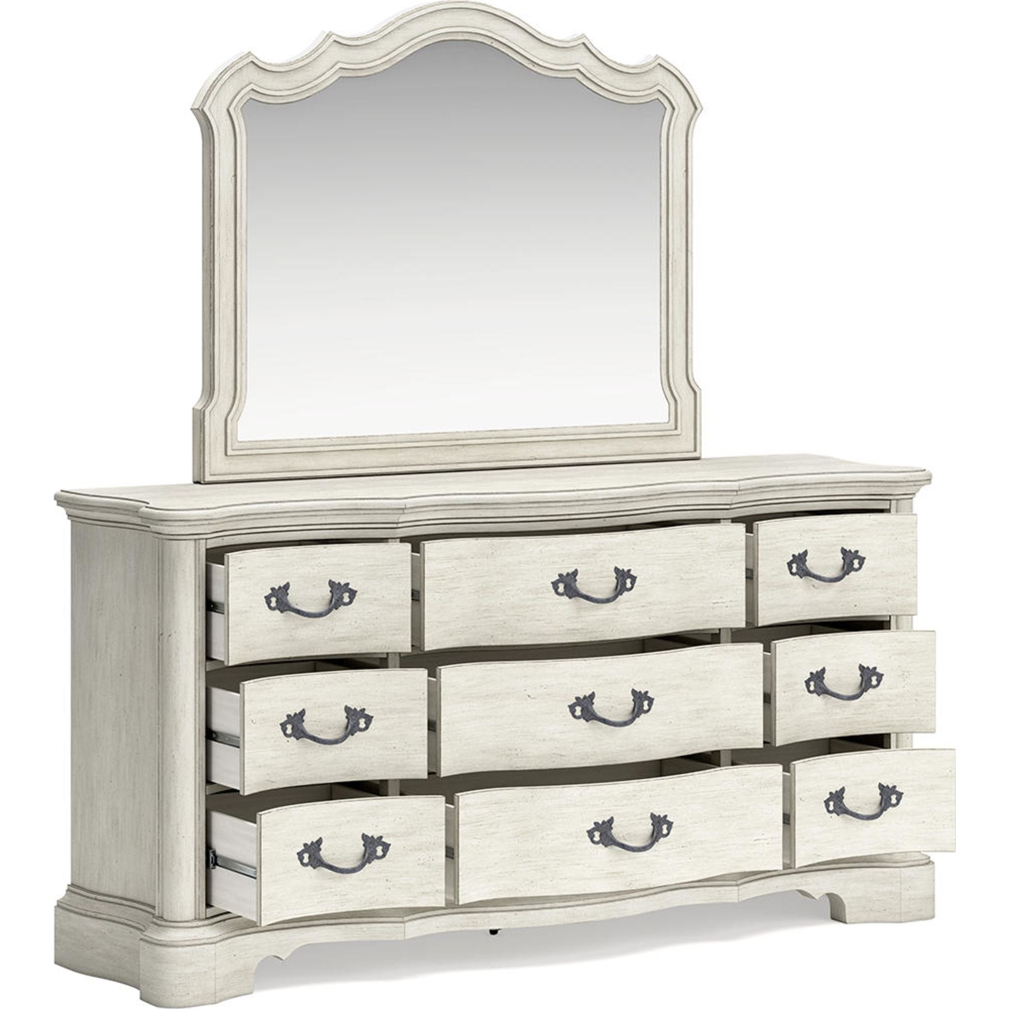Arlendyne Antique White Dresser with Mirror - Elegant Bedroom Furniture for Home Decor & Storage