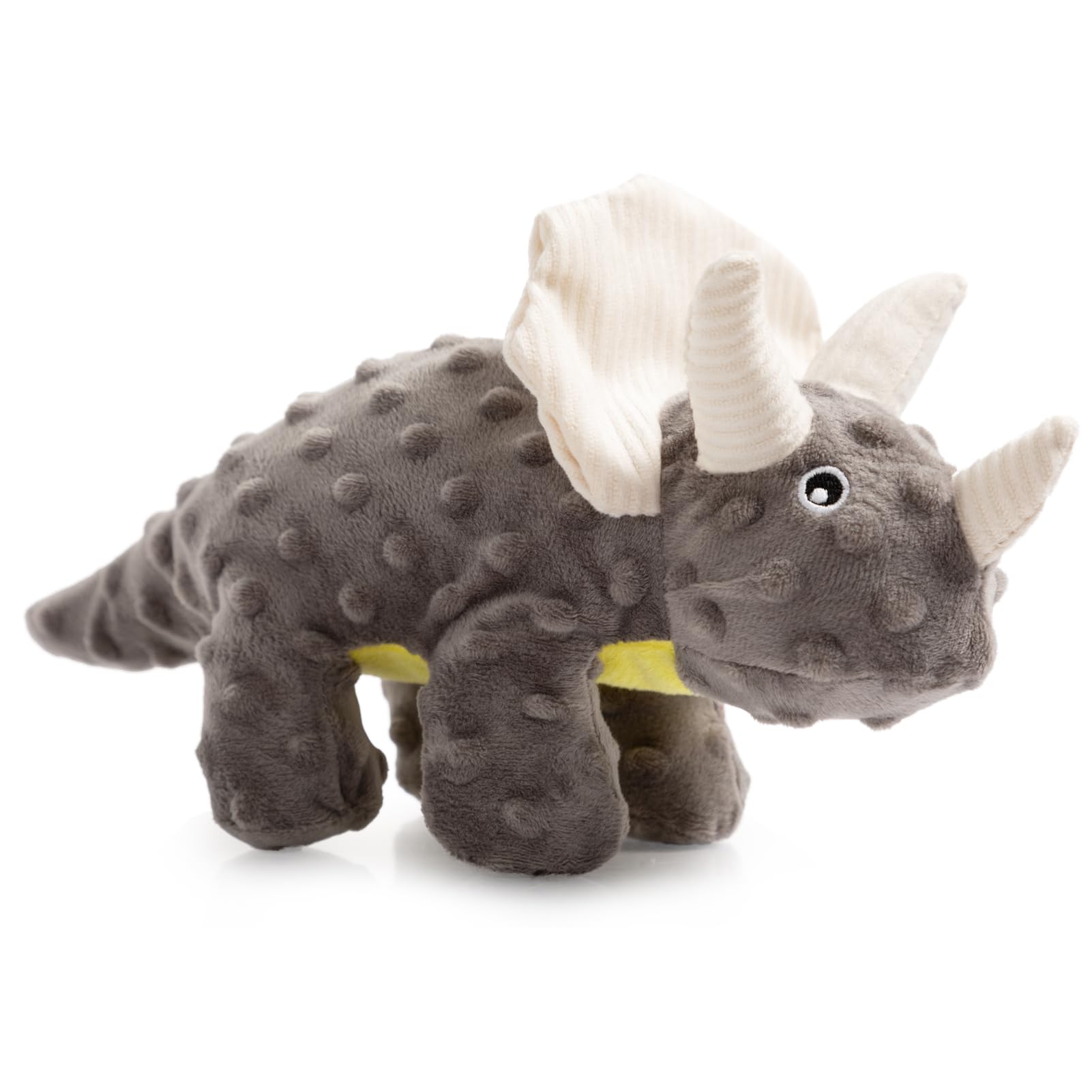 **Hollypet Squeaky Plush Dog Toys - Durable Triceratops Dinosaur Chew Toys for Small, Medium & Large Breed Dogs - Perfect for Playtime, Training & Teething Relief**
