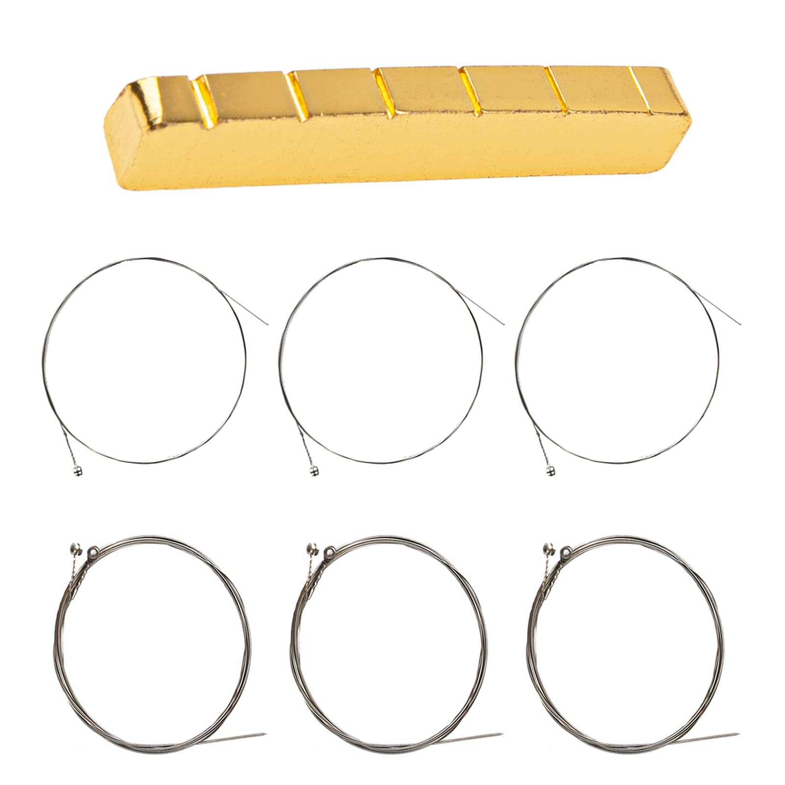 Premium High E Strings & 6-String Slotted Electric Guitar Nut - Compatible with Les Paul, Epiphone, Strat, Tele ST/TL - Perfect for Guitar Maintenance, Setup & Tone Enhancement