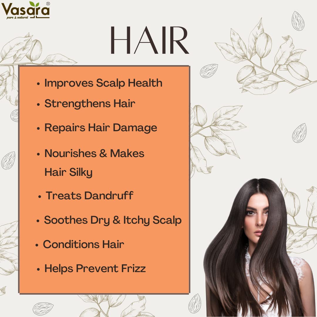 VASARA Premium Cold Pressed Almond & Saffron Oil - 100% Pure Virgin Grade Facial & Hair Care - 100ml - Natural Moisturizer for Dry Skin, Anti-Aging & Scalp Treatment - Perfect for Daily Skincare & Hair Growth Routine
