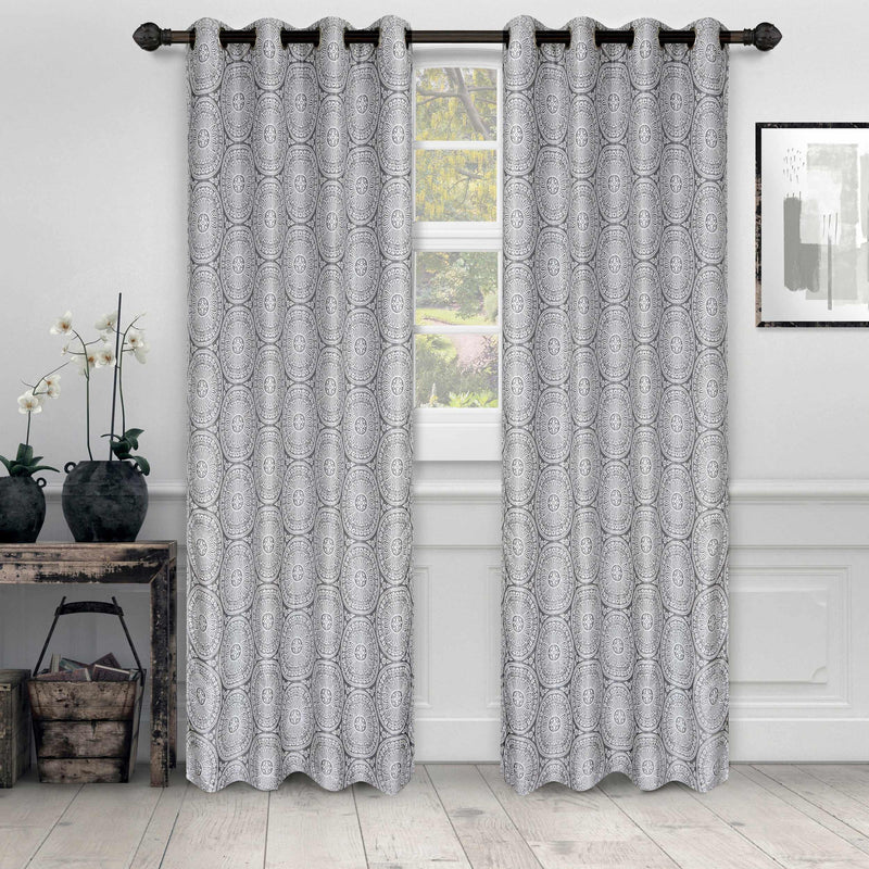 Eminence Jacquard Geometric Floral Mandala Curtain Panel Set of 2 - Luxury Window Treatments for Living Room & Bedroom Decor