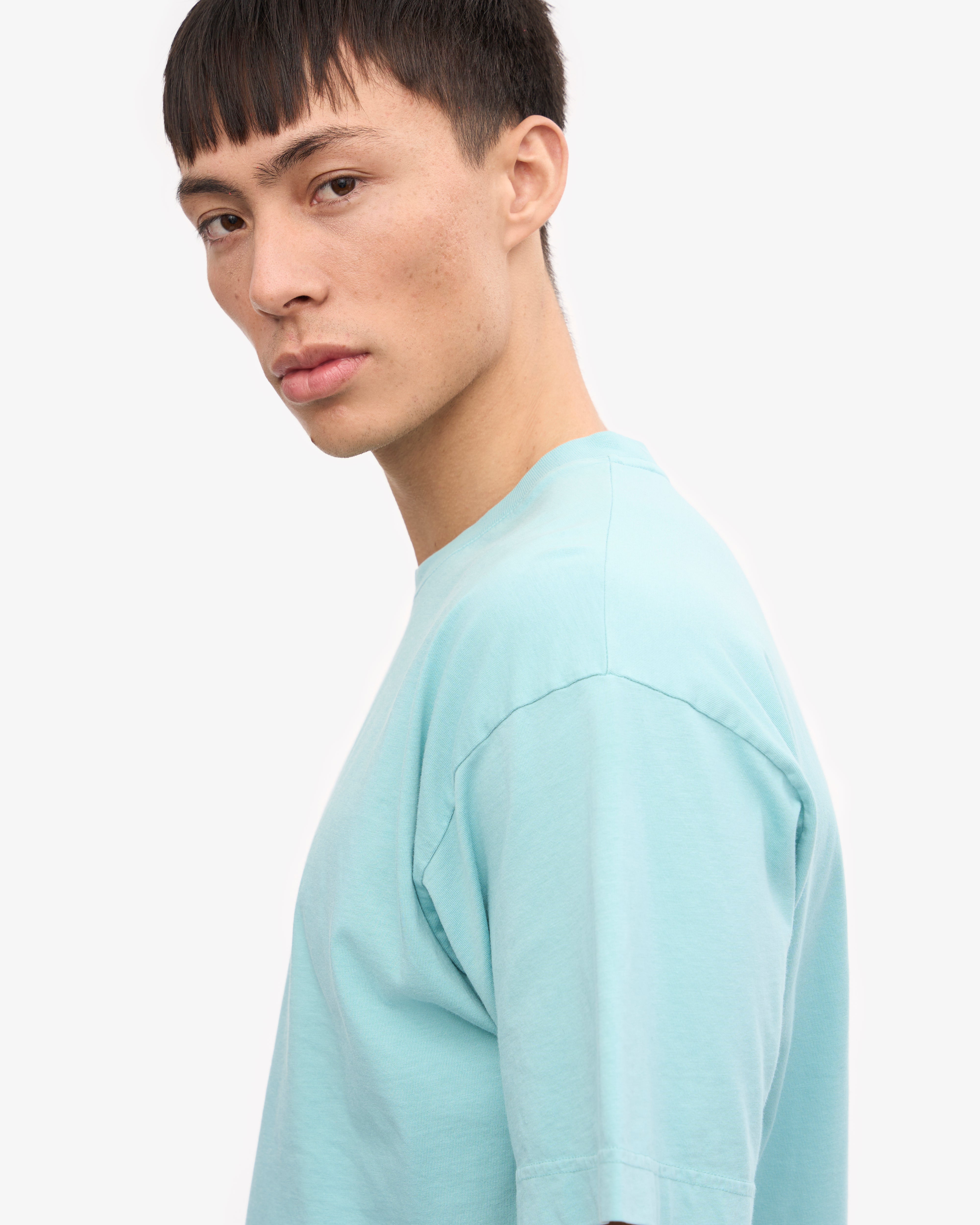 Organic Oversized T-Shirt for Women - Soft Teal Blue Cotton Shirt - Loose Fit Comfortable Top for Casual Wear, Lounge & Street Style