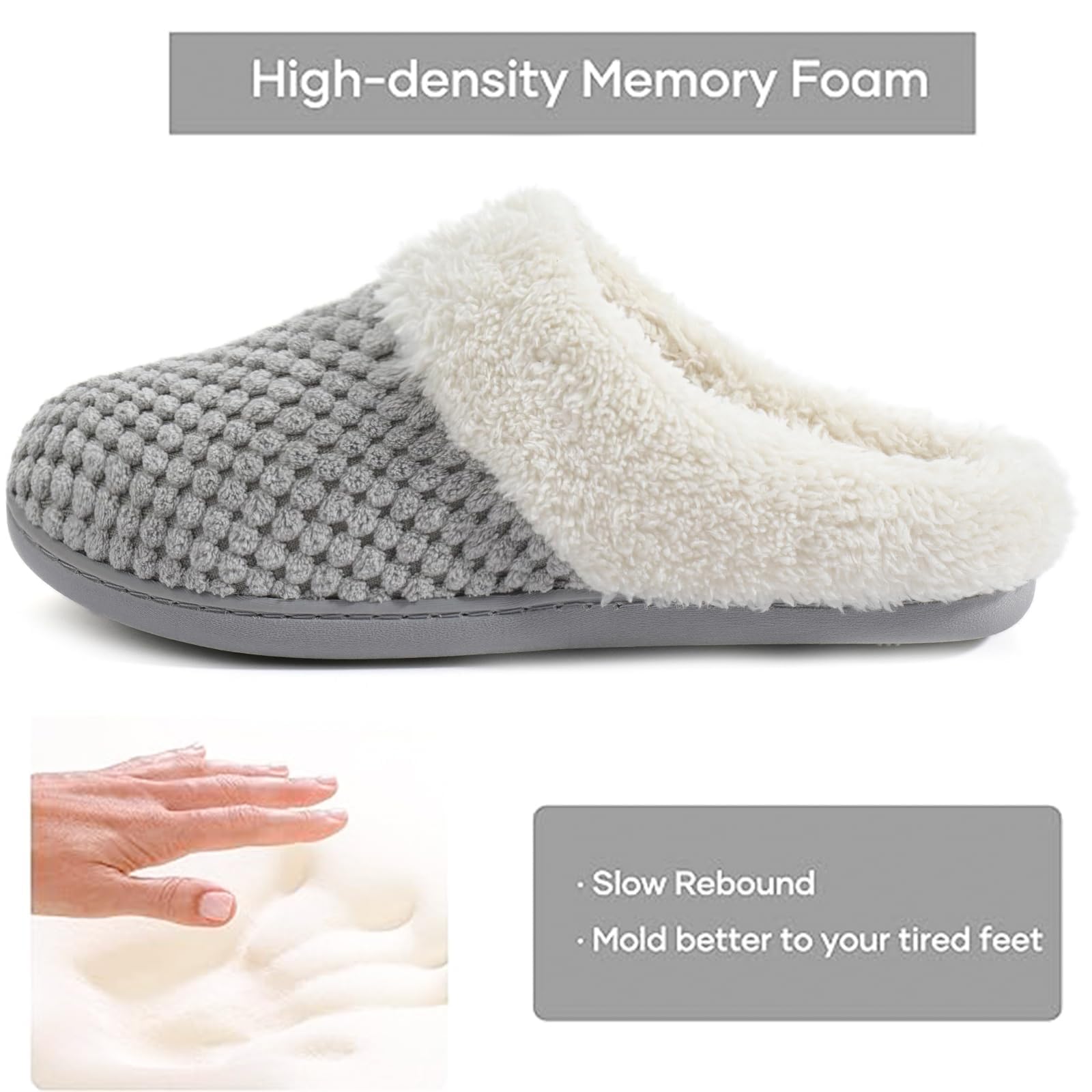 ULTRAIDEAS Women's Cozy Fleece House Slippers with Memory Foam - Soft Indoor Outdoor Slip-On Shoes for Home, Lounge & Backyard Comfort