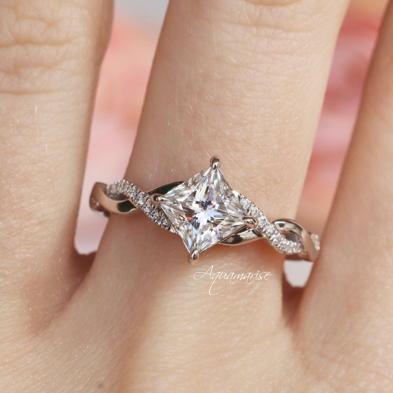 Sophia Moissanite Engagement Ring for Women - 10K/14K/18K White Gold Wedding Band, Promise Ring, Anniversary Gift - Perfect for Proposals, Bridal Jewelry & Special Occasions