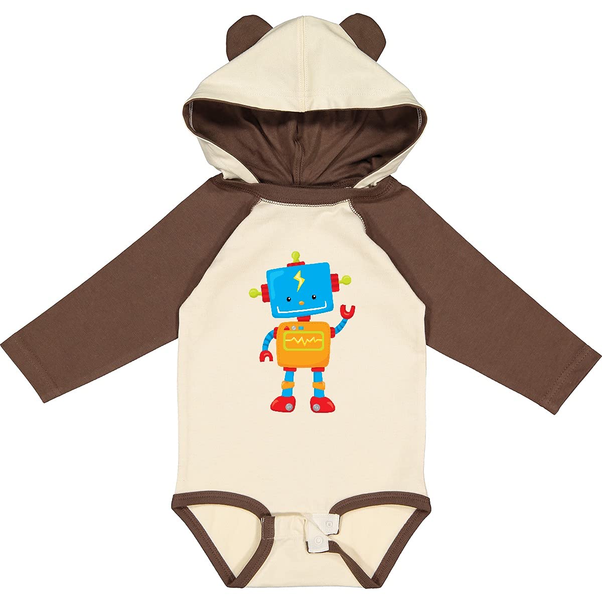 Inktastic TOY ROBOT Long Sleeve Baby Bodysuit - Soft Cotton Infant Onesie for Boys & Girls, Cute Robot Print Pajamas for Newborn & Toddler Playtime, Daycare & Photo Shoots
