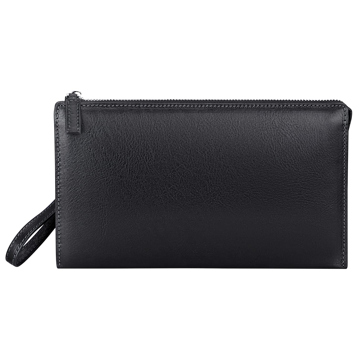 PIJUSHI Genuine Leather Men's Clutch Wallet - Slim RFID Blocking Wristlet Handbag with Multiple Card Slots - Perfect for Travel, Business & Night Out
