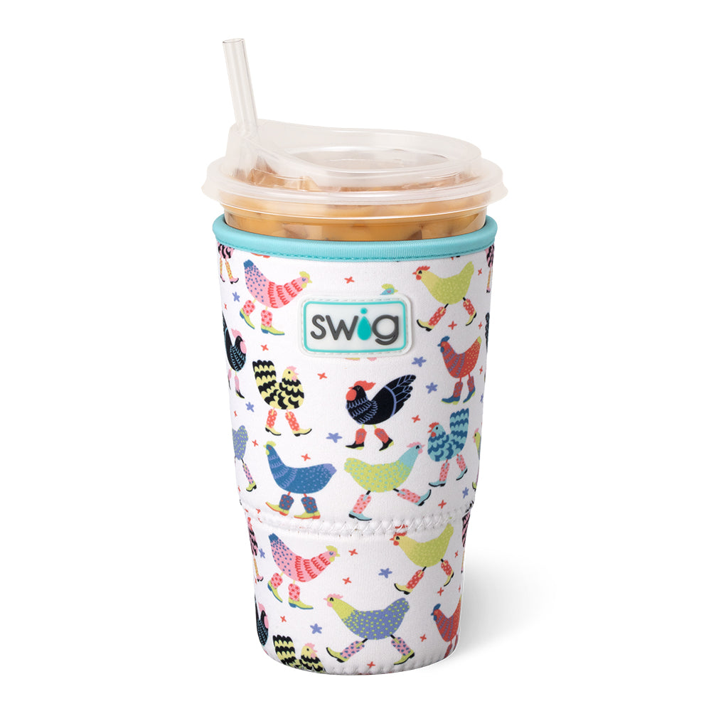 Funky Chicken Large Iced Cup Coolie - Insulated Beverage Holder for Summer Drinks, Beach Parties & Outdoor Picnics