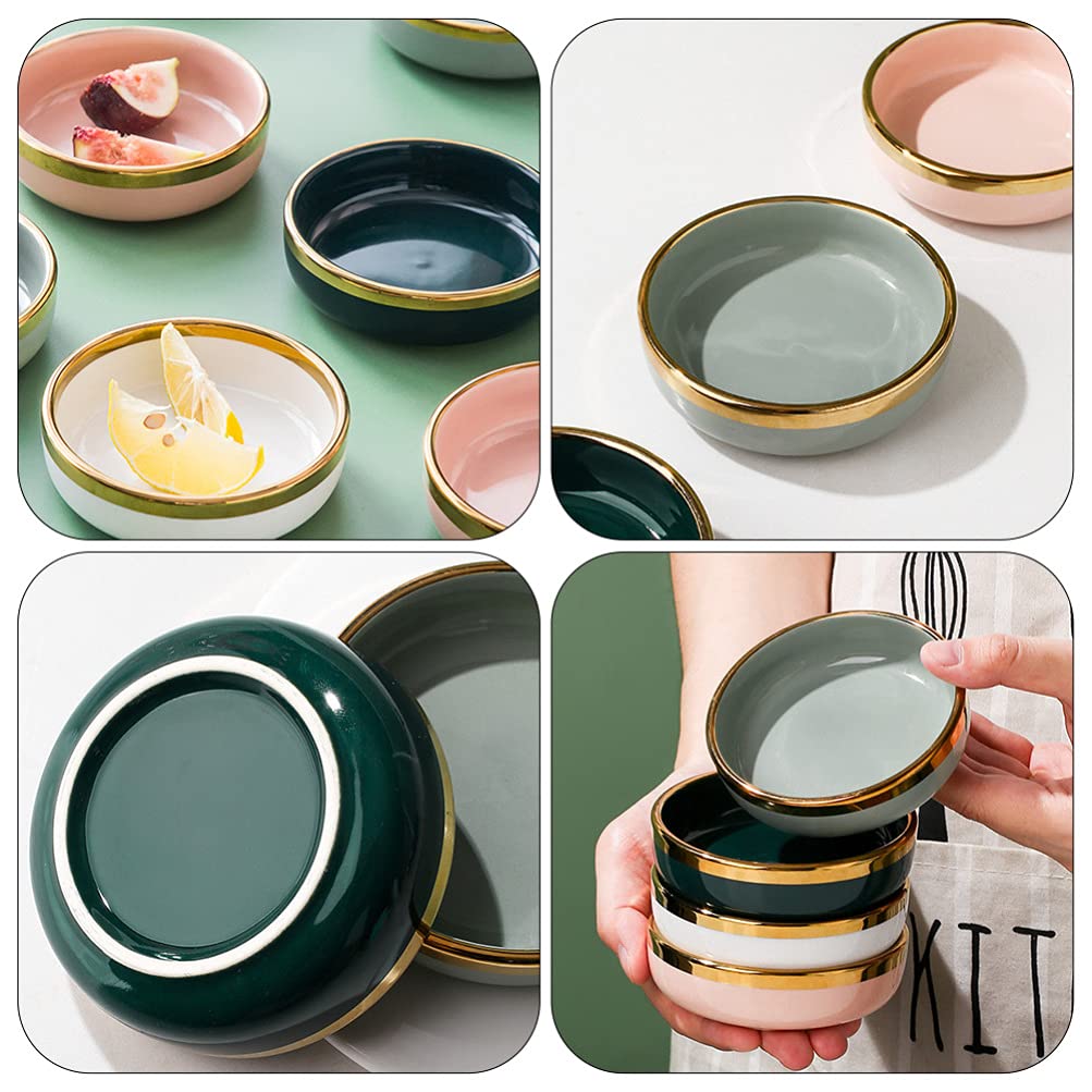 Hemoton 4-Piece Ceramic Sauce Bowls Set - Small Appetizer Plates for Dipping Sauces, Vinegar, Seasonings, Pickles - Perfect for Kitchen, Dining Table, Party Snacks & Entertaining