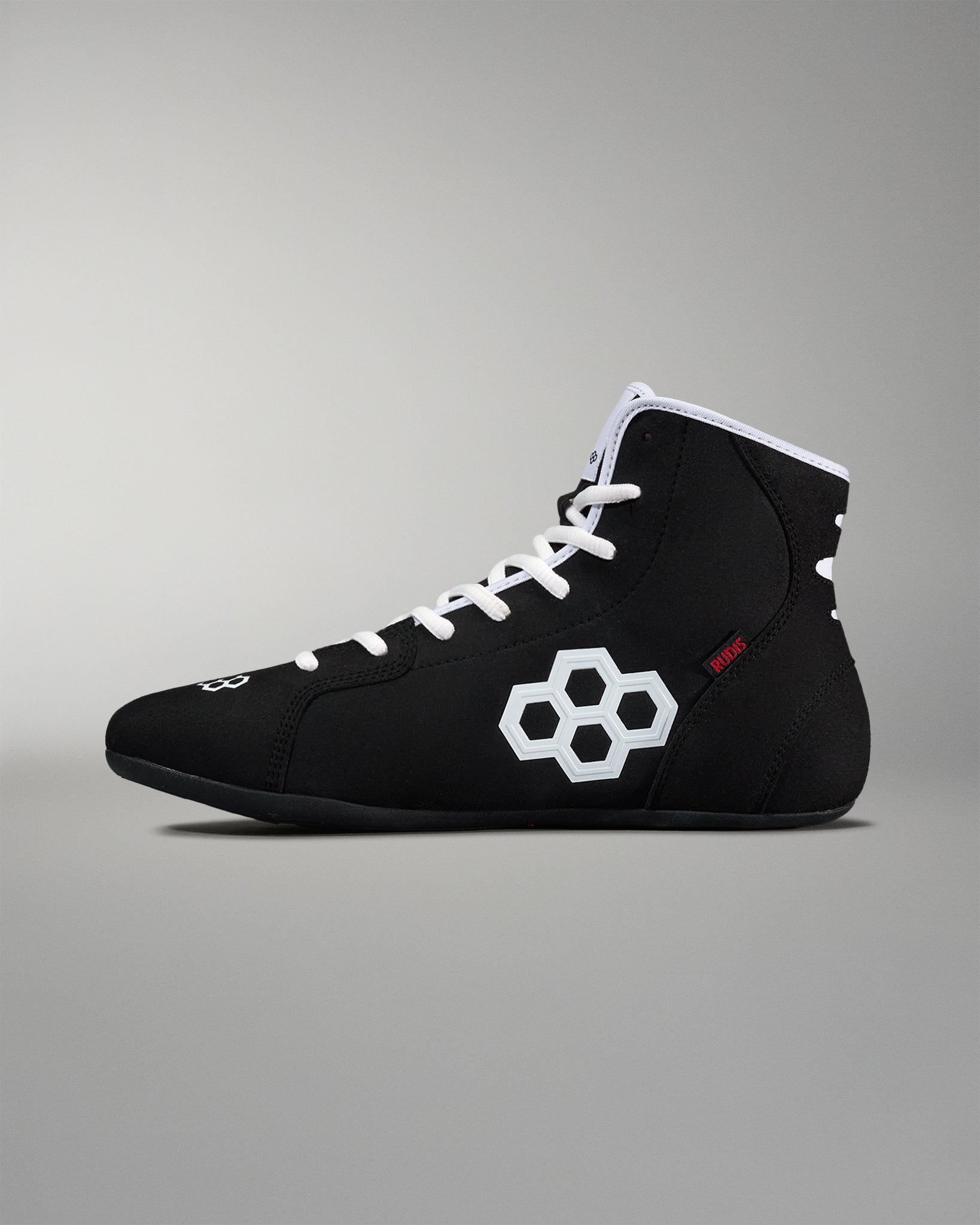 RUDIS International Adult Wrestling Shoes - Black/White | Lightweight & Durable for Training & Competition | Perfect for Wrestling, MMA & Grappling
