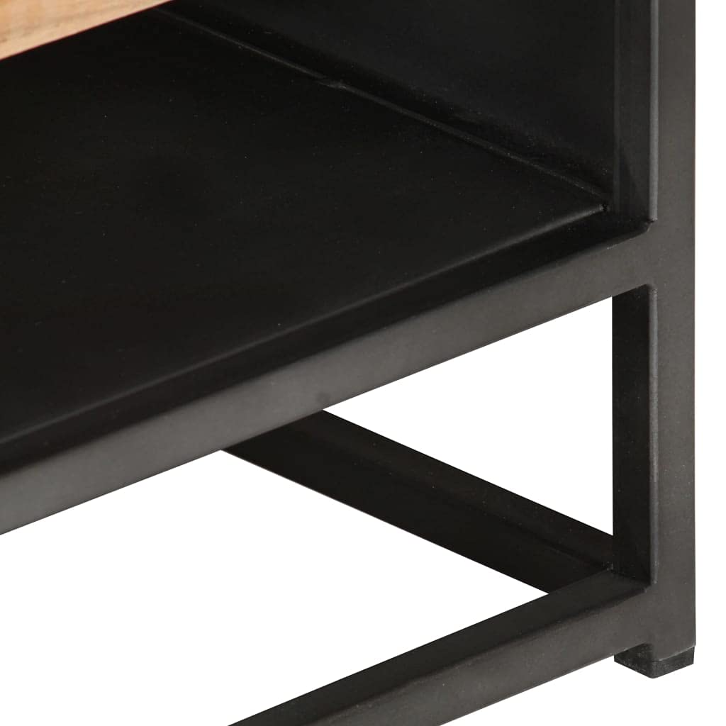 Industrial Style Solid Acacia Wood Coffee Table with Storage - 35.4