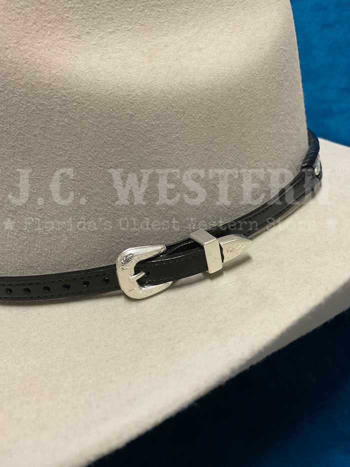 Fashionwest LC 23 Black Silver Conchos Leather Hatband for Cowboy Hats - Western Style Accessory for Rodeo, Country Music Festivals & Outdoor Events