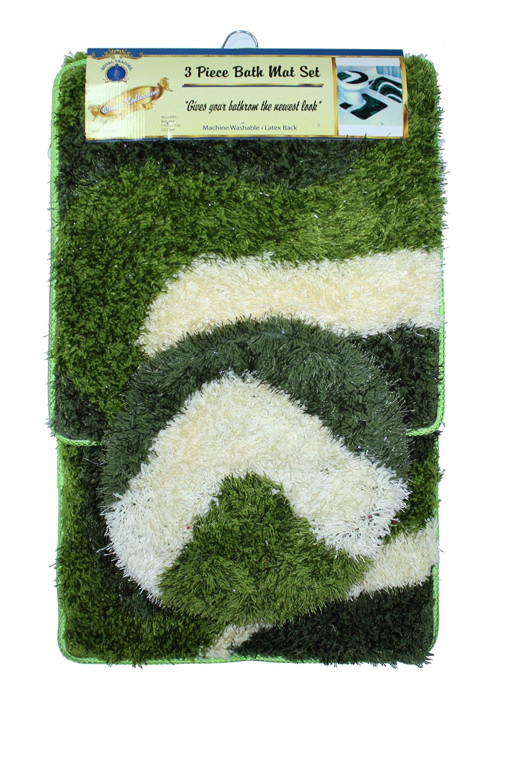 Premium 3-Piece Shaggy Bathroom Rug Set - Super Soft & Absorbent, Non-Slip Backing, Hunter Green - Perfect for Bathroom, Spa, and Bedroom Decor