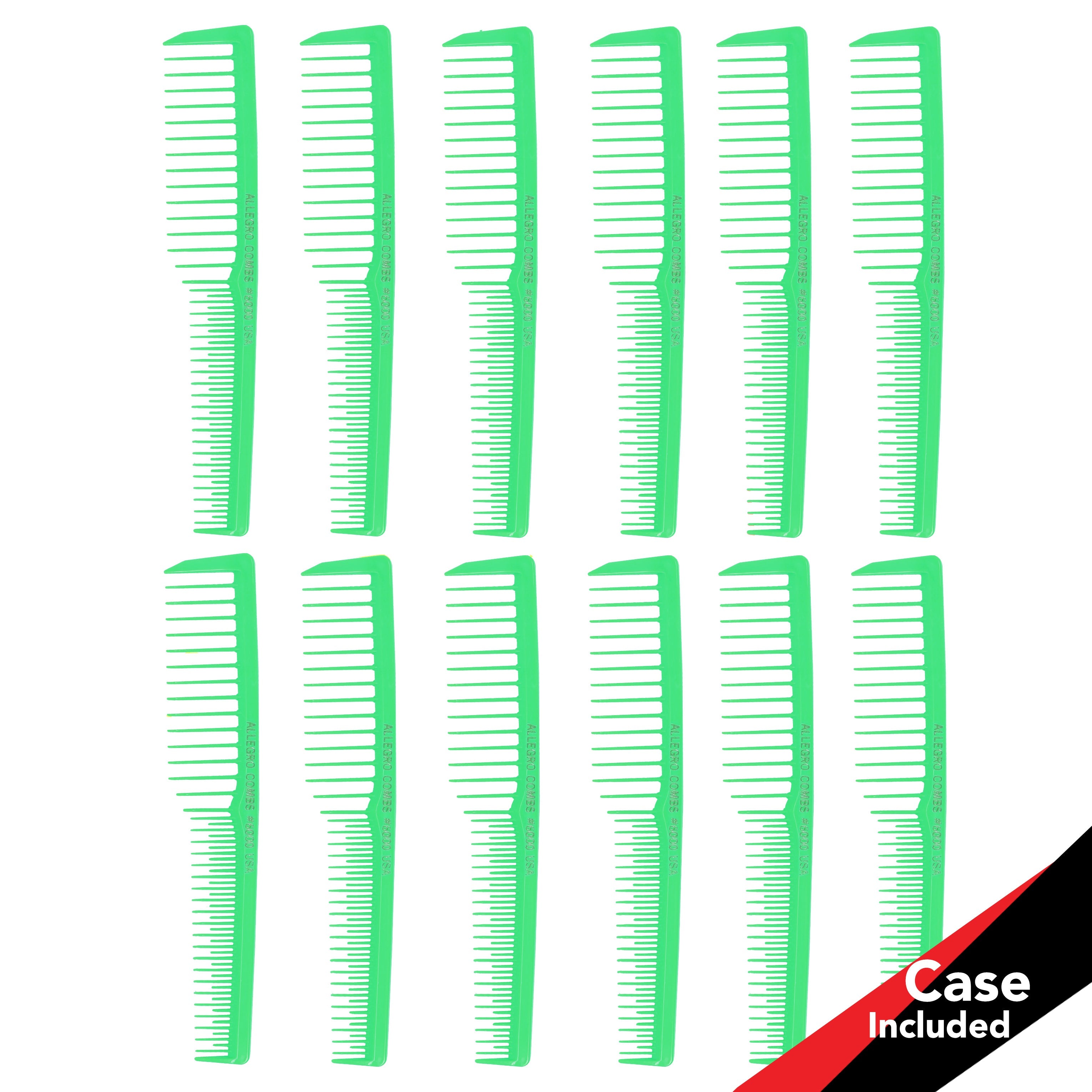 Allegro Combs #6000 Wide Tooth Teasing Vented Hair Comb - 12 Pack for Styling, Detangling & Volumizing - Perfect for Salons, Home Use & Travel