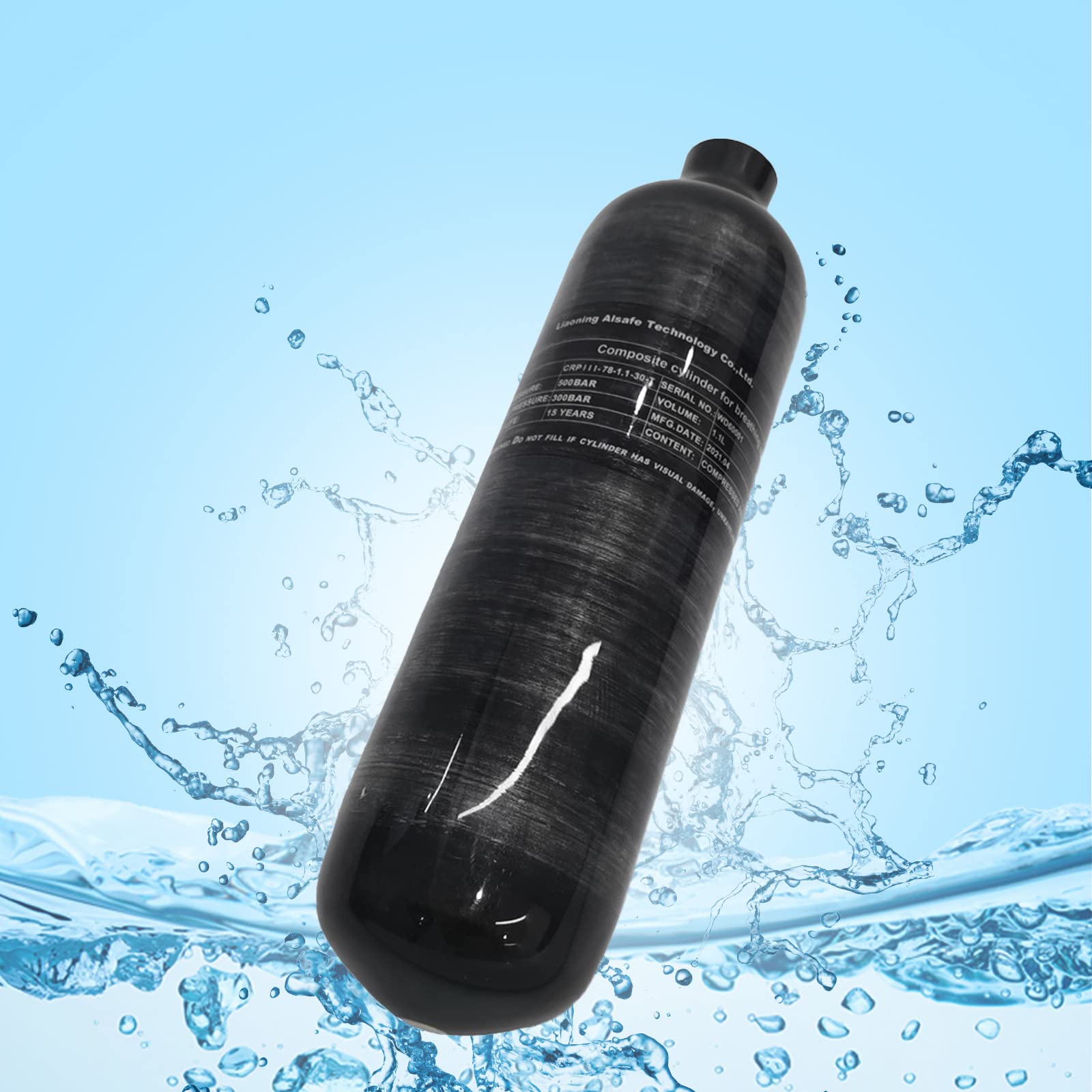TUXING 4500PSI PCP Air Compressor Tank - 0.5L Carbon Fiber HPA Tank (31Cu in/500cc) - M18x1.5 Thread for PCP Air Rifles, Paintball Guns & Scuba Diving - Portable High Pressure Air Cylinder for Outdoor Sports & Underwater Adventures
