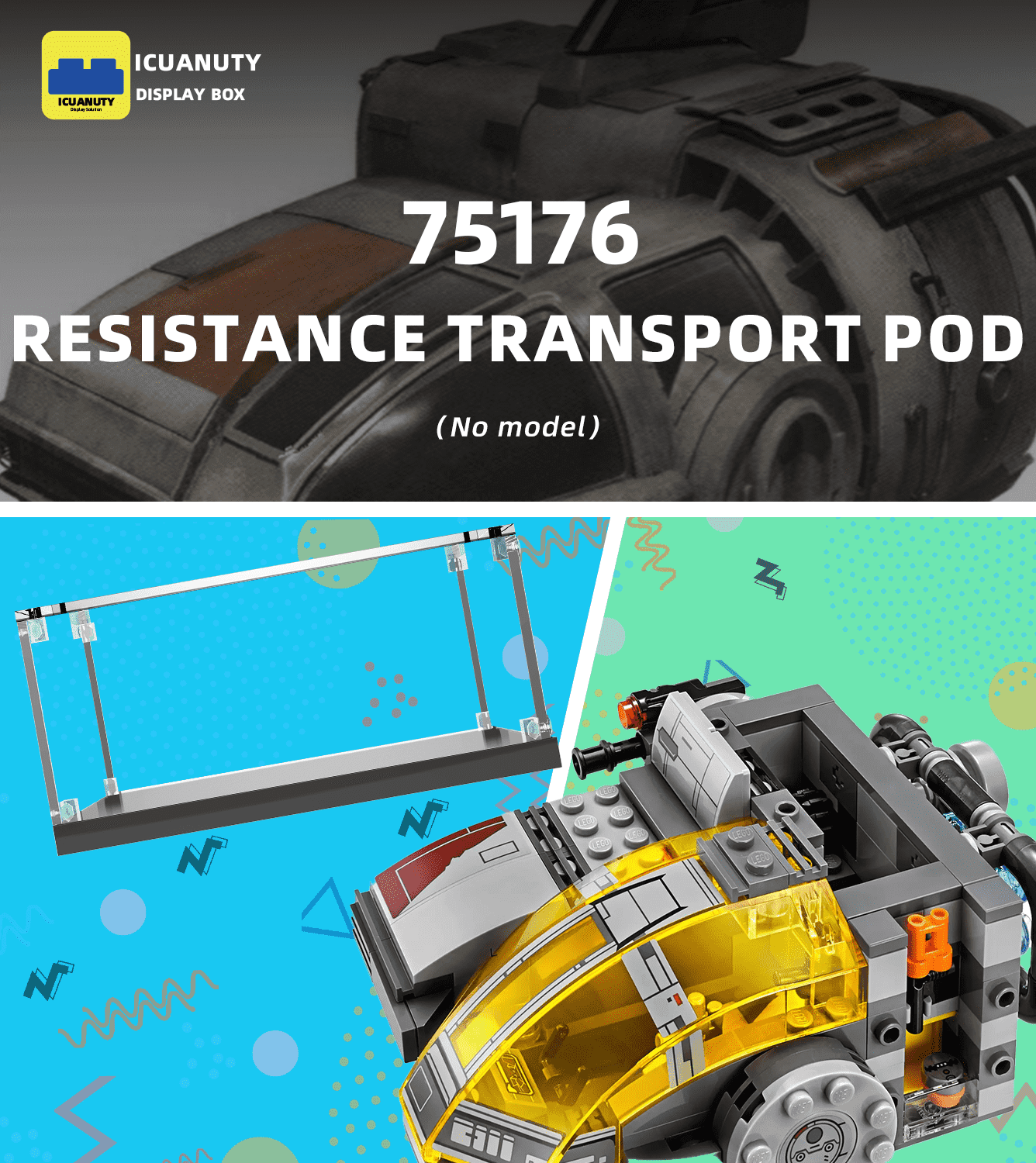 LEGO Star Wars Resistance Transport Pod 75176 Display Case - Clear Acrylic Protection for Collectible Building Sets | Perfect for Showcase, Dust Protection & Home Decor