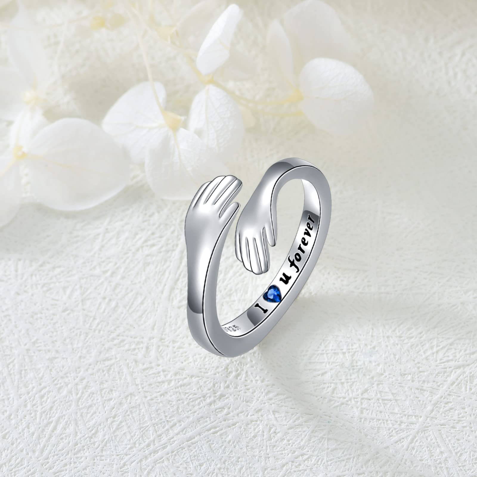 925 Sterling Silver Hug Ring - Adjustable I Love You Forever Faith Ring for Women | Inspirational Gift for Mother's Day, Birthday, Anniversary & Christmas | Perfect for Everyday Wear & Special Occasions
