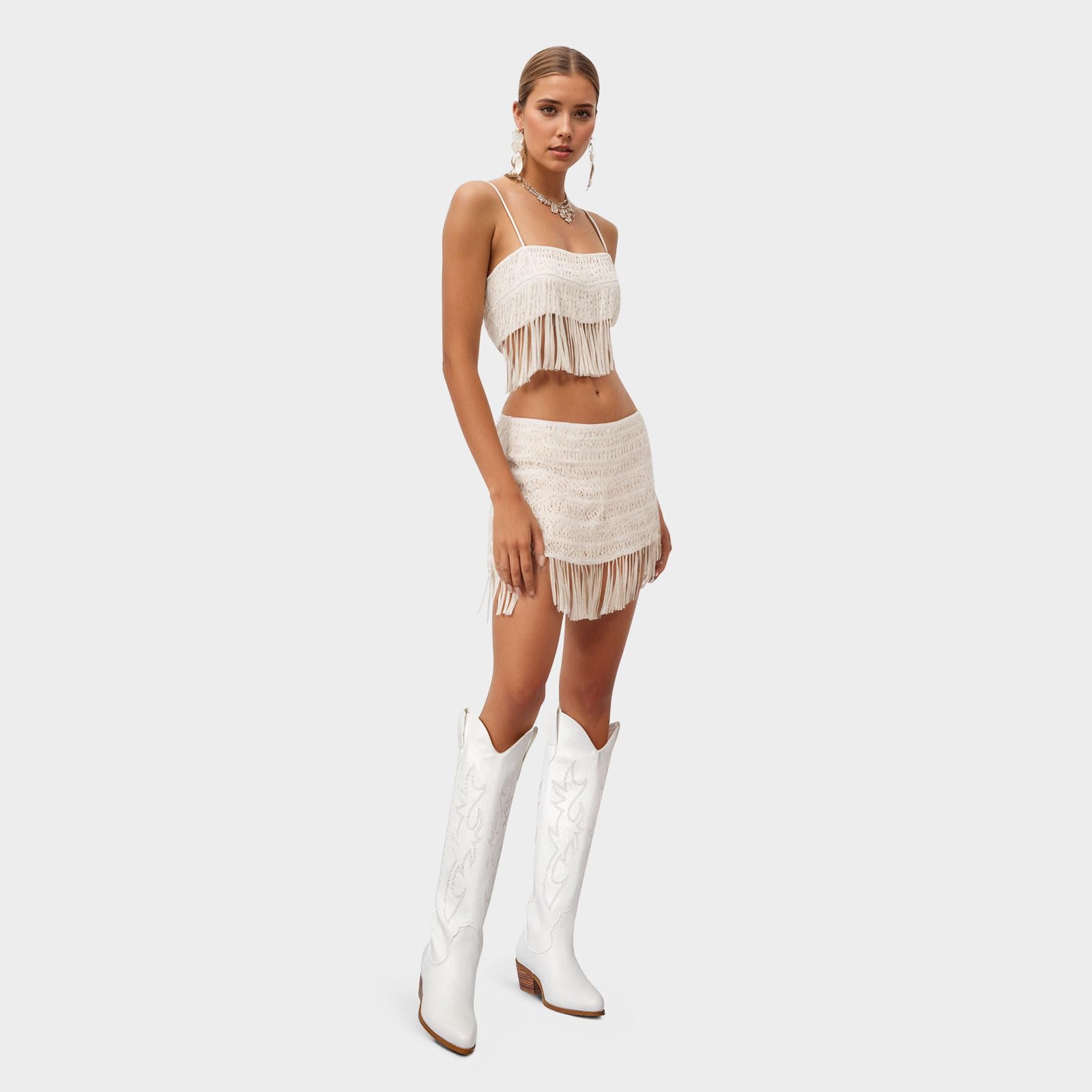 Women's Embroidered Cowboy Boots - Knee High Western Cowgirl Boots with Chunky Heel & Pointed Toe | Pull On Fashion Boots for Country Dancing, Rodeo & Casual Wear