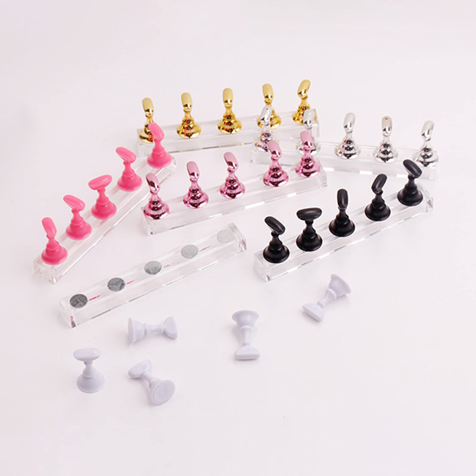Magnetic Acrylic Nail Display Stand - Nail Tip Practice Holder for DIY Manicure & Nail Art, False Nail Application Tool - Perfect for Home Salon, Professional Practice & Nail Art Training (Golden)
