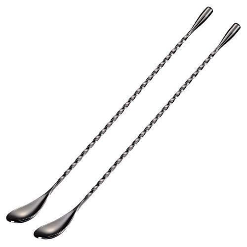 Premium Stainless Steel Briout Bar Spoon - 12 Inch Spiral Handle Cocktail Mixing Stirrer for Bartenders (2-Pack) - Perfect for Mixing Drinks, Layering Cocktails, and Home Bar Essentials