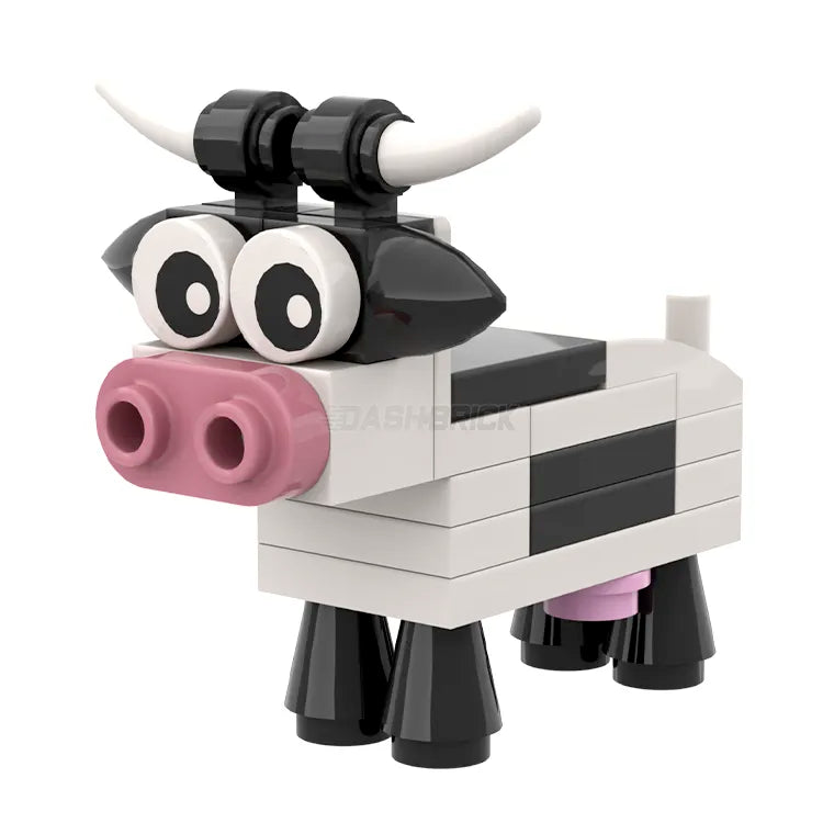 LEGO Brick Cow Buttercup Black and White - MiniMOC Dairy Cow Building Set for Farm Animal Collectors & LEGO Enthusiasts | Perfect for Farm Displays, Educational Play & Creative Building Projects