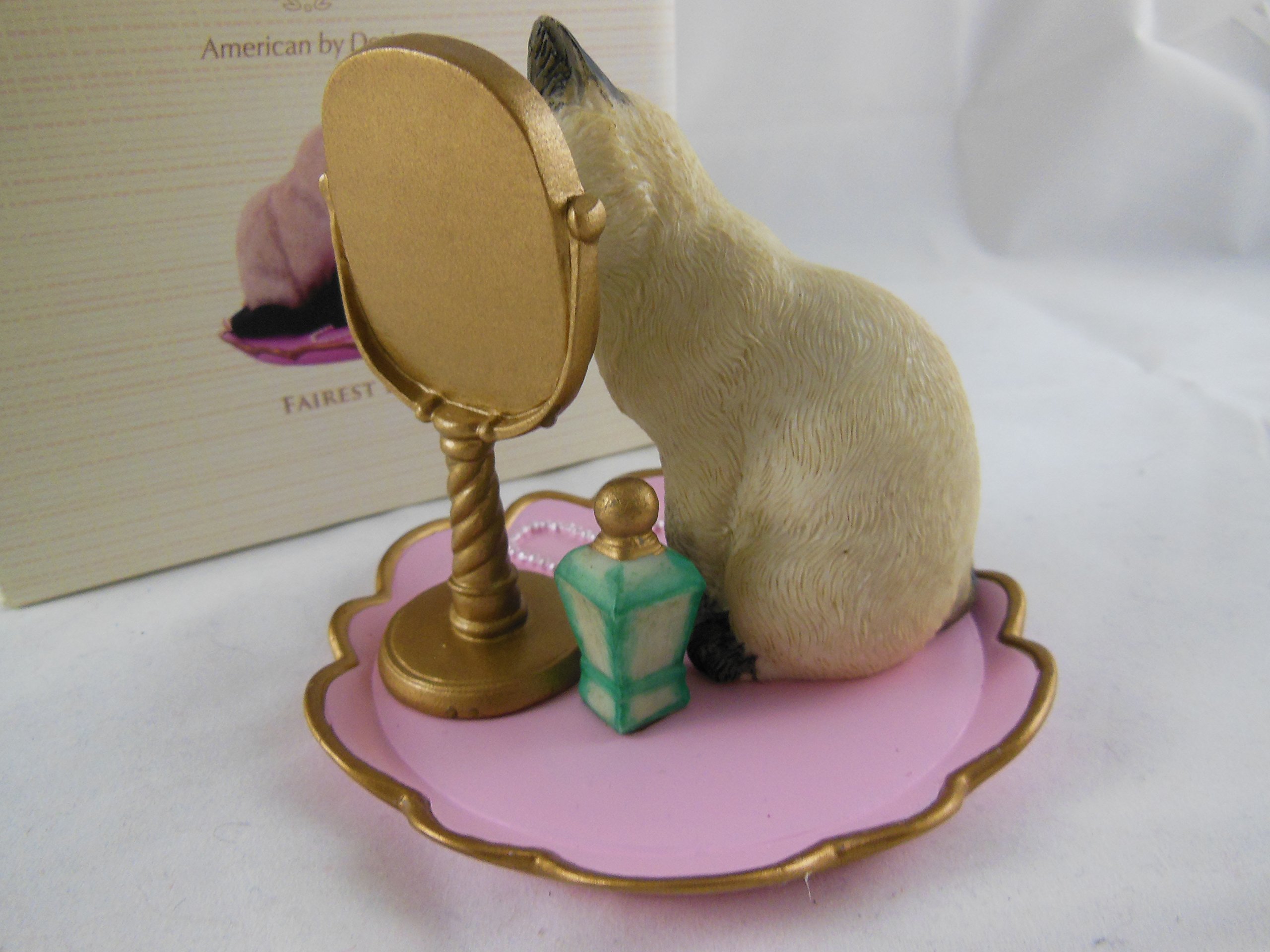 Lenox Cat Fairest Feline Siamese Cat Figurine with Mirror - Elegant Collectible Home Decor for Cat Lovers & Perfect Gift for Special Occasions
