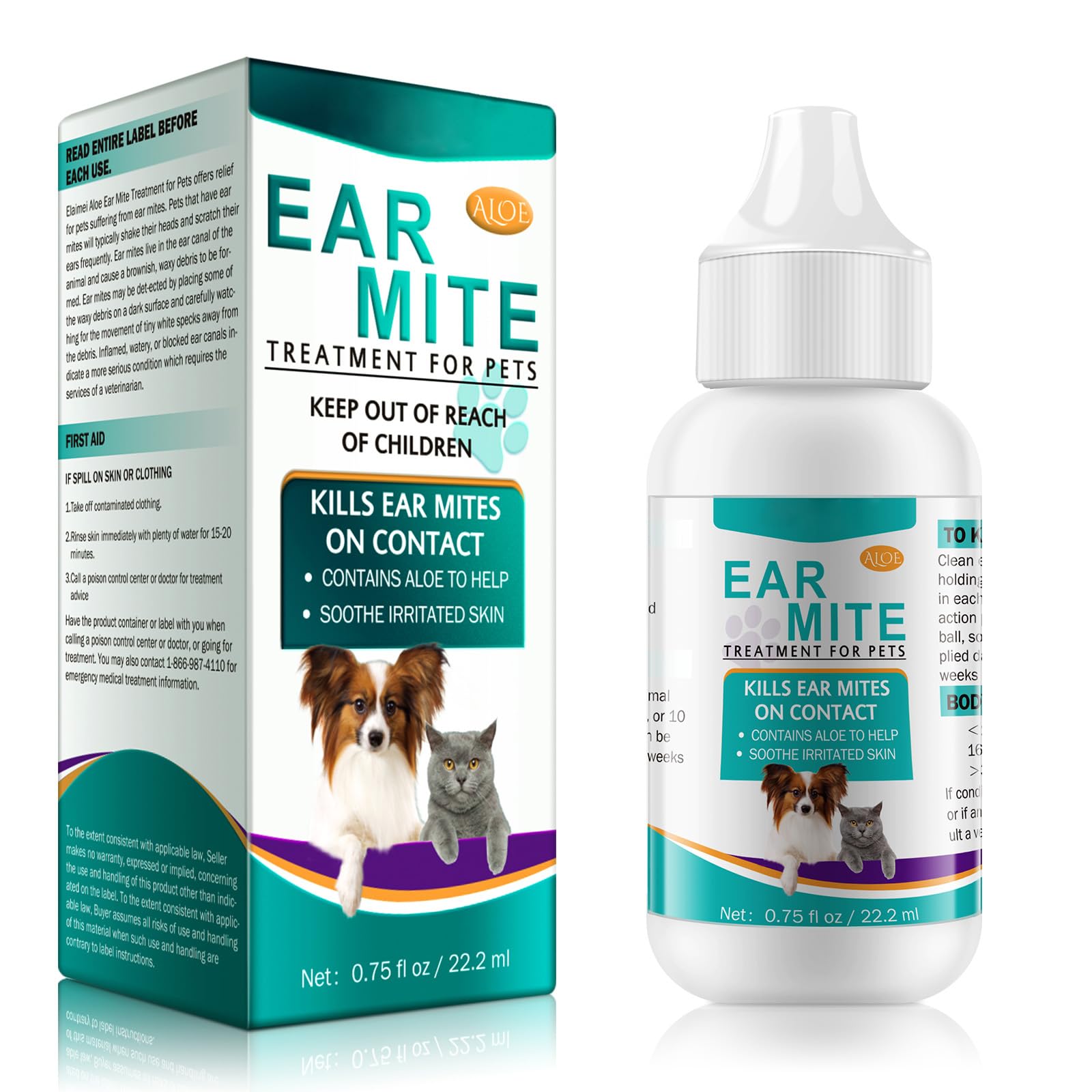 Limvoo Dog & Cat Ear Cleaner - Ear Mites Treatment Drops for Pets, Gentle Ear Wash Solution for Dogs & Cats - Prevent & Treat Ear Infections, Itching & Odor - Perfect for Regular Pet Grooming & Veterinary Care
