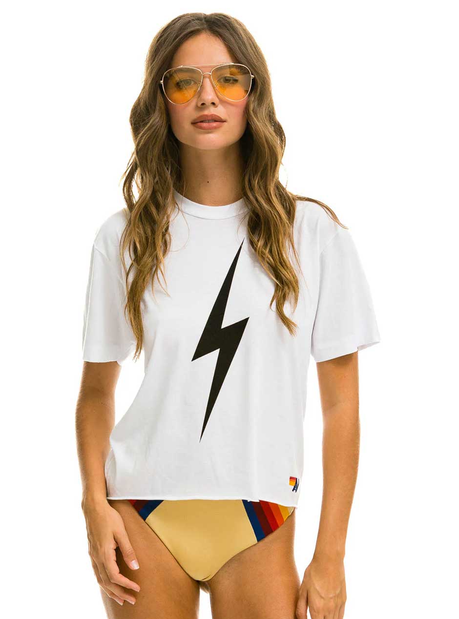 Aviator Nation Women's Bolt Boyfriend Tee - Soft Vintage Style White T-Shirt for Casual Wear & Street Fashion