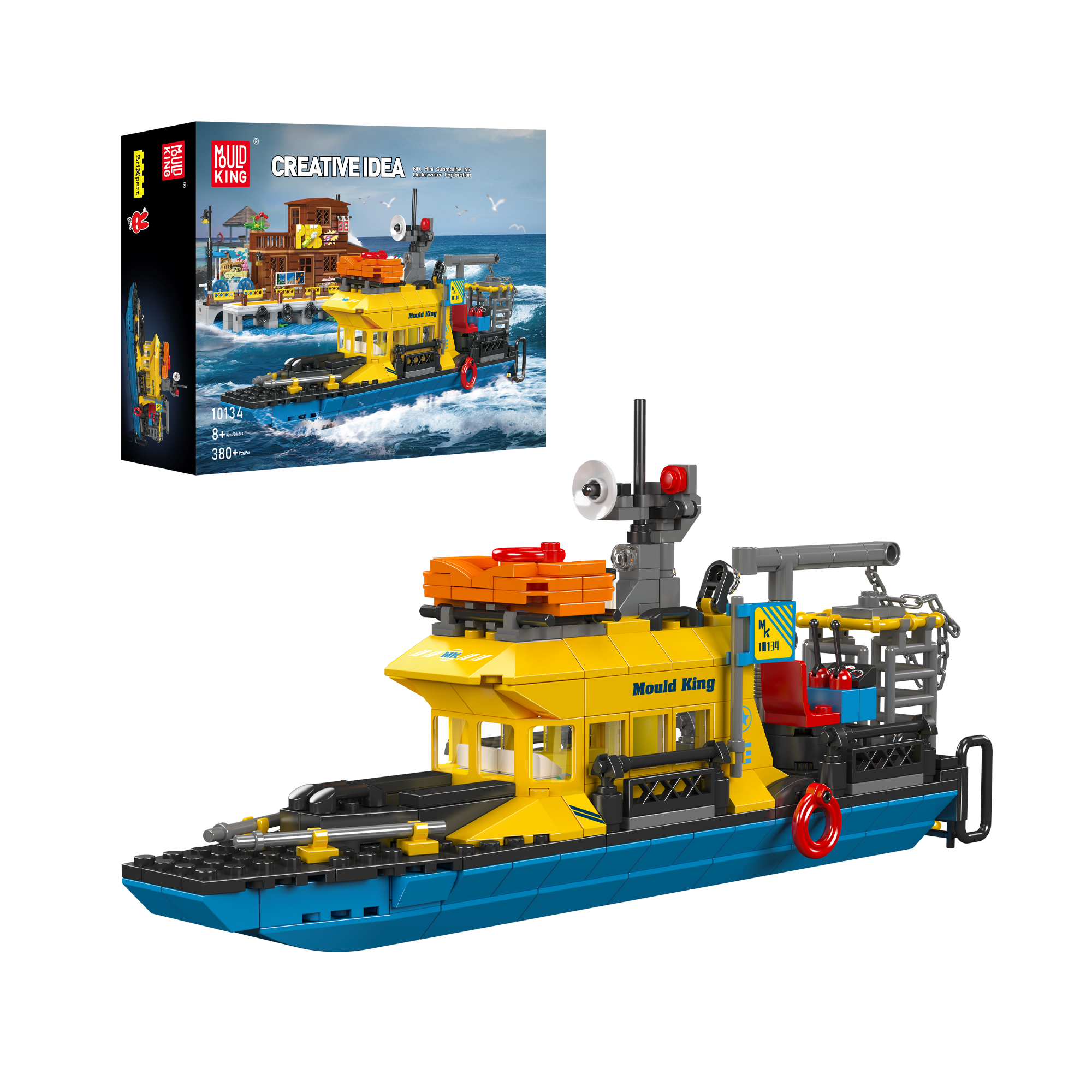 Mould King 10134 Mini Underwater Exploration Ship Building Set - 380 Piece STEM Toy for Kids | Creative Play, Ocean Discovery & Educational Fun