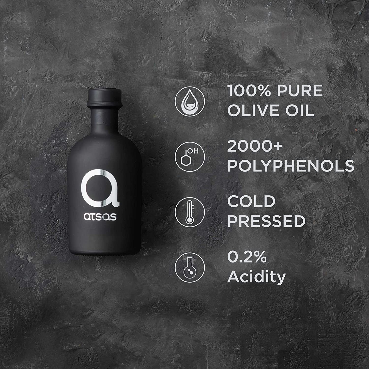 Premium Atsas Extra Virgin Organic Olive Oil - Cold Pressed in Cyprus, High Phenolic Content, Award-Winning EVOO, New Harvest 250ml | Perfect for Salads, Cooking & Healthy Diets