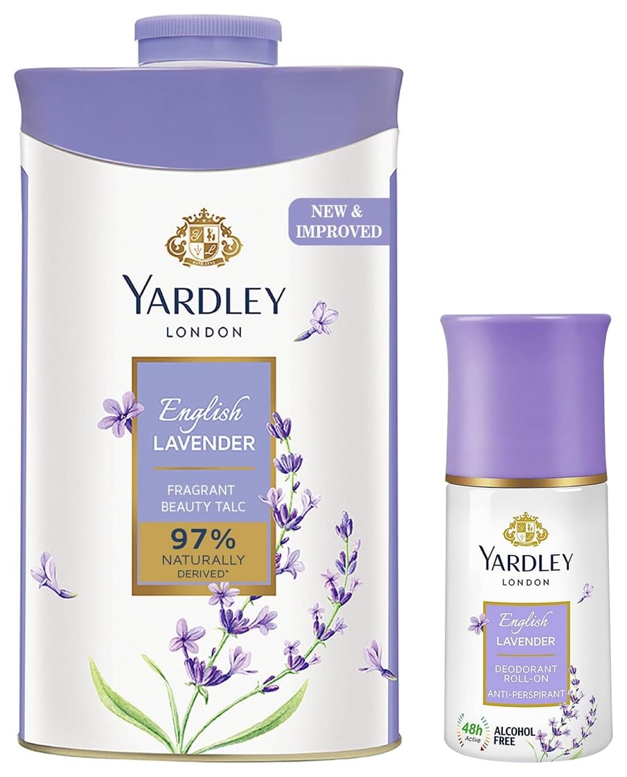 Yardley London English Lavender Perfumed Talc for Women, 250g - Floral Scented Body Powder for Freshness & Soft Skin | Perfect for Daily Use, Travel, and Gift Giving