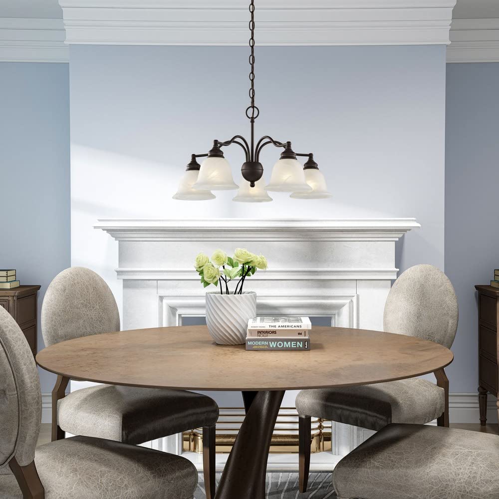 Livex Lighting 1346-91 Essex 5-Light Convertible Chandelier/Ceiling Fixture in Brushed Nickel - Perfect for Dining Room, Bedroom or Entryway Lighting