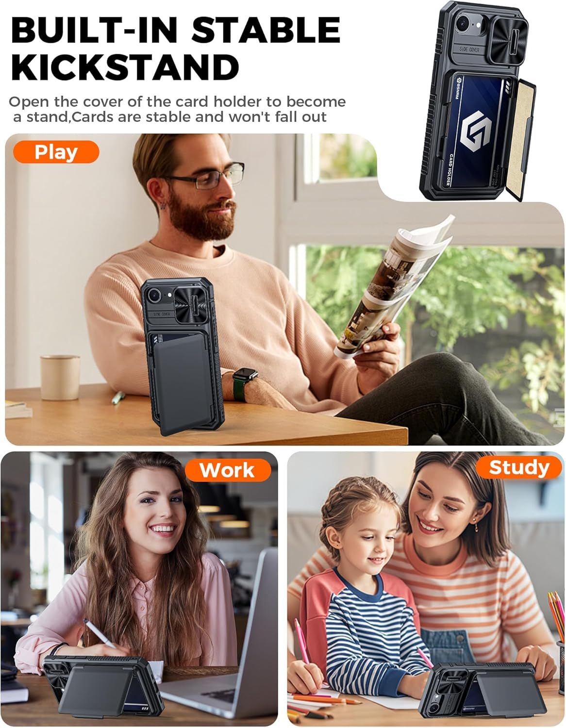 iPhone 16E Slim Wallet Case with Credit Card Slots & Slide Camera Protection - Perfect for Everyday Carry & Travel Accessories