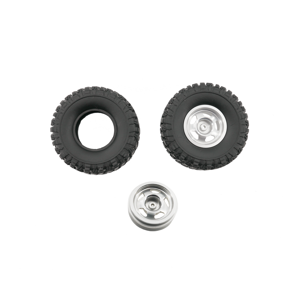WPL 1/16 Scale Metal Wheels (4PCS) - Silver/Black with Optional Tires for RC Crawler, Rock Racer & Off-Road Vehicle Upgrades