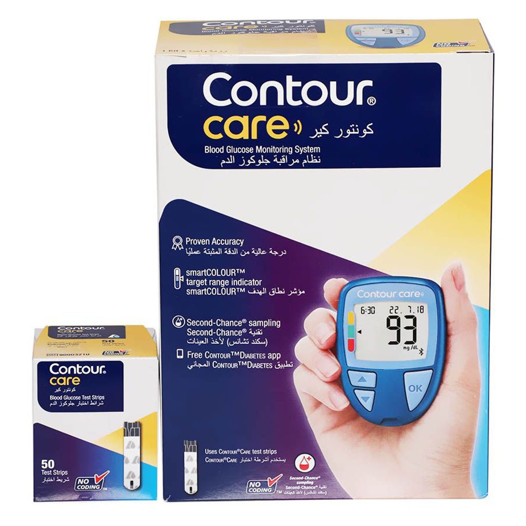 Ascensia Contour Care Blood Glucose Monitor Kit with Test Strips - Accurate Diabetes Testing for Home Use - Includes 50 Strips & Lancing Device - Perfect for Daily Glucose Monitoring & Travel